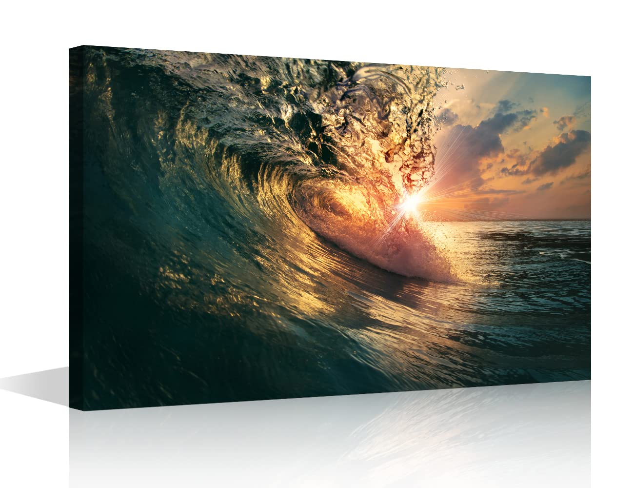 TISHIRON Canvas Wall Art Ocean Waves Painting Wall Decorations for Living Room Bedroom Modern Fashion Family Bathroom Hang Pictures Wall Artwork Office Canvas Art Prints Framed Ready to Hang (12X8in)