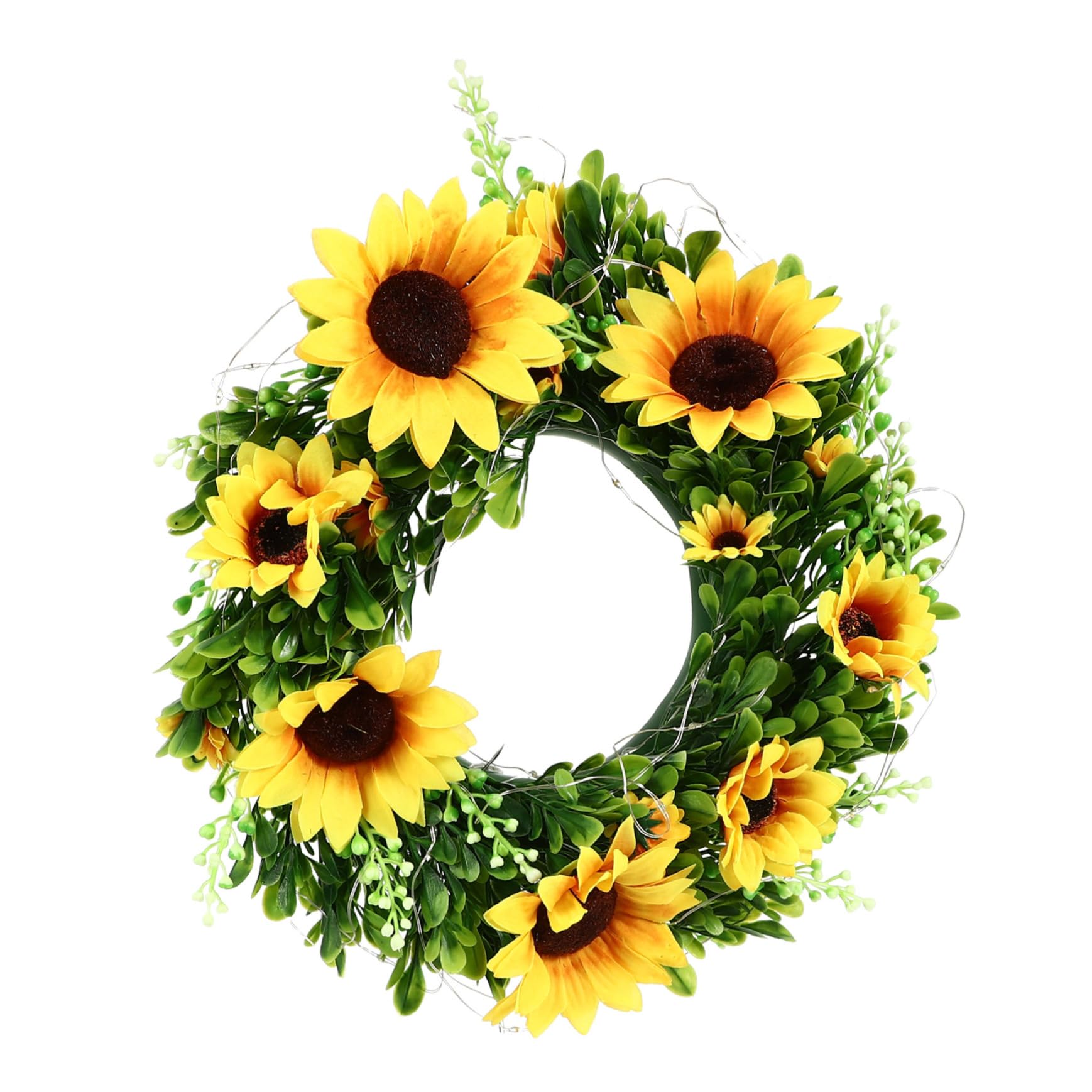 Amosfun 1Pc Sunflower Garland Lamp LED Wreath Decor for Wedding Home Artificial Flower Lights Spring Seasonal Decoration Easy Care Lighting