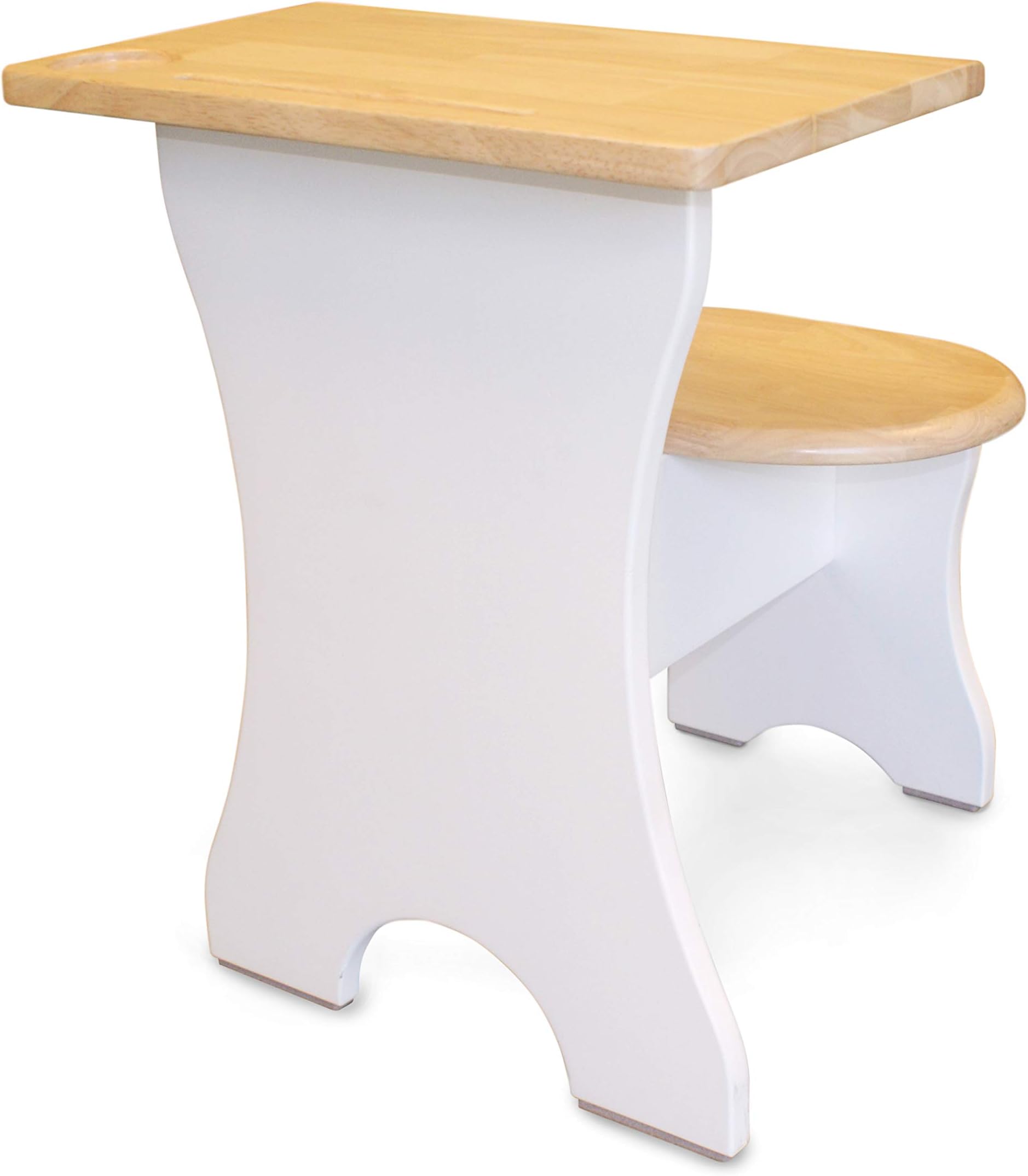 "SumSum Kids Desk โ The Premium Ergonomic Desks for Children โ Solid Havea Hardwood Scandinavian Student, Preschool & Toddler Desk with Pencil Holder, Cup Holder, Smartphone Tablet Holder (Ages 2-6)"