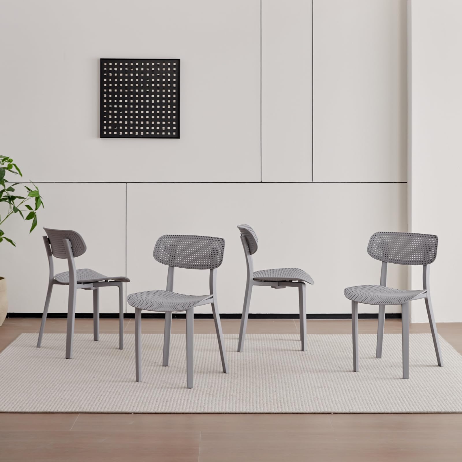 Chaise de salle à manger grise respirante lot de 4 chaises design
