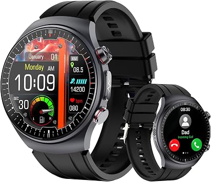 Smart Watch for Men Women, 24/7 Wellness Tracking ECG, Heart Rate, SpO2, Sleep, Stress, Bluetooth Call & Music Control, 80 Sports Modes, 1.43" AMOLED, Fitness Tracker for iOS & Android, Black