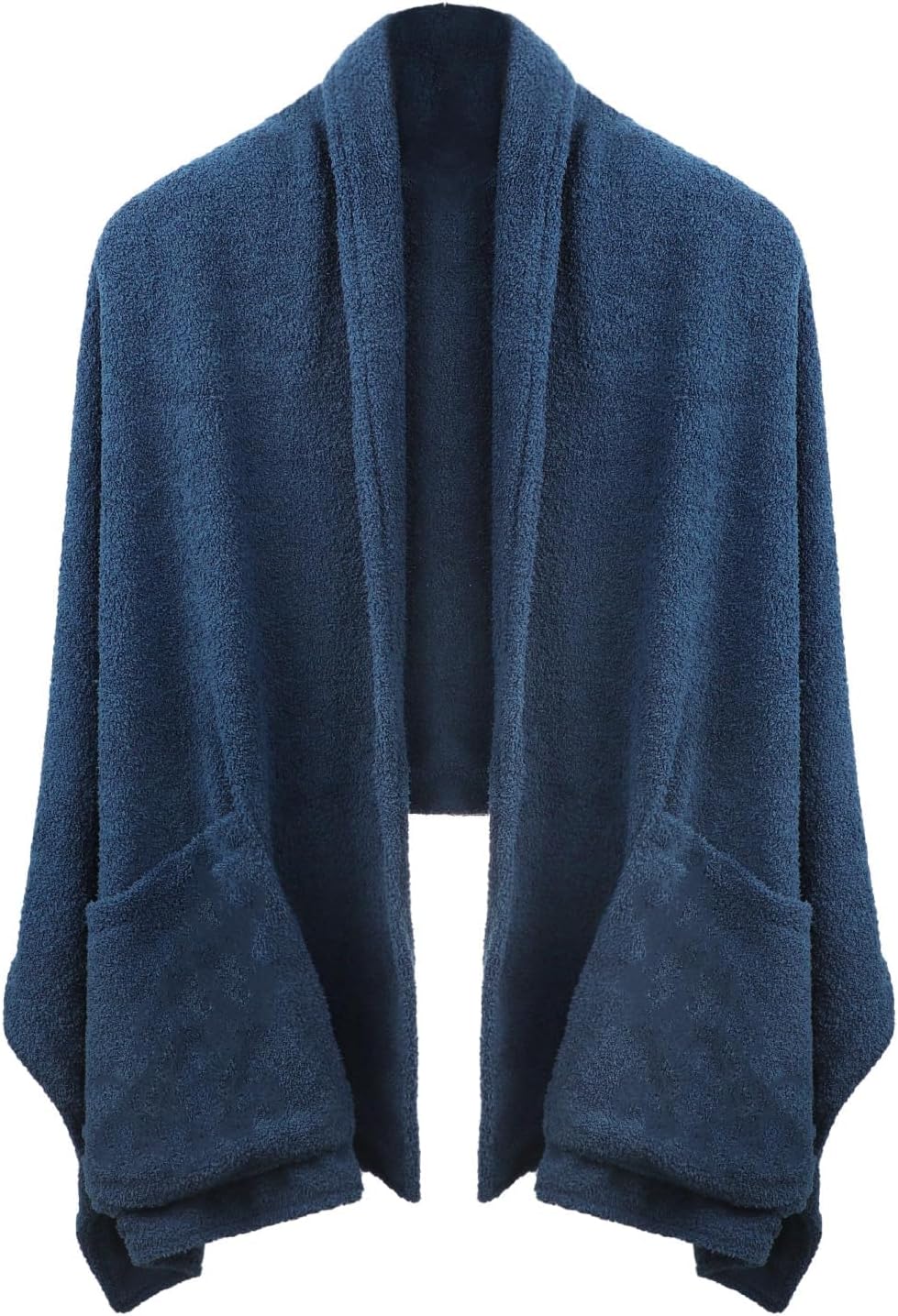 Women’s Fleece Shawl Wrap with Big Pockets, Cozy Poncho Scarf Cardigan for Winter, Lounge, Office, Travel, Sofa—One Size