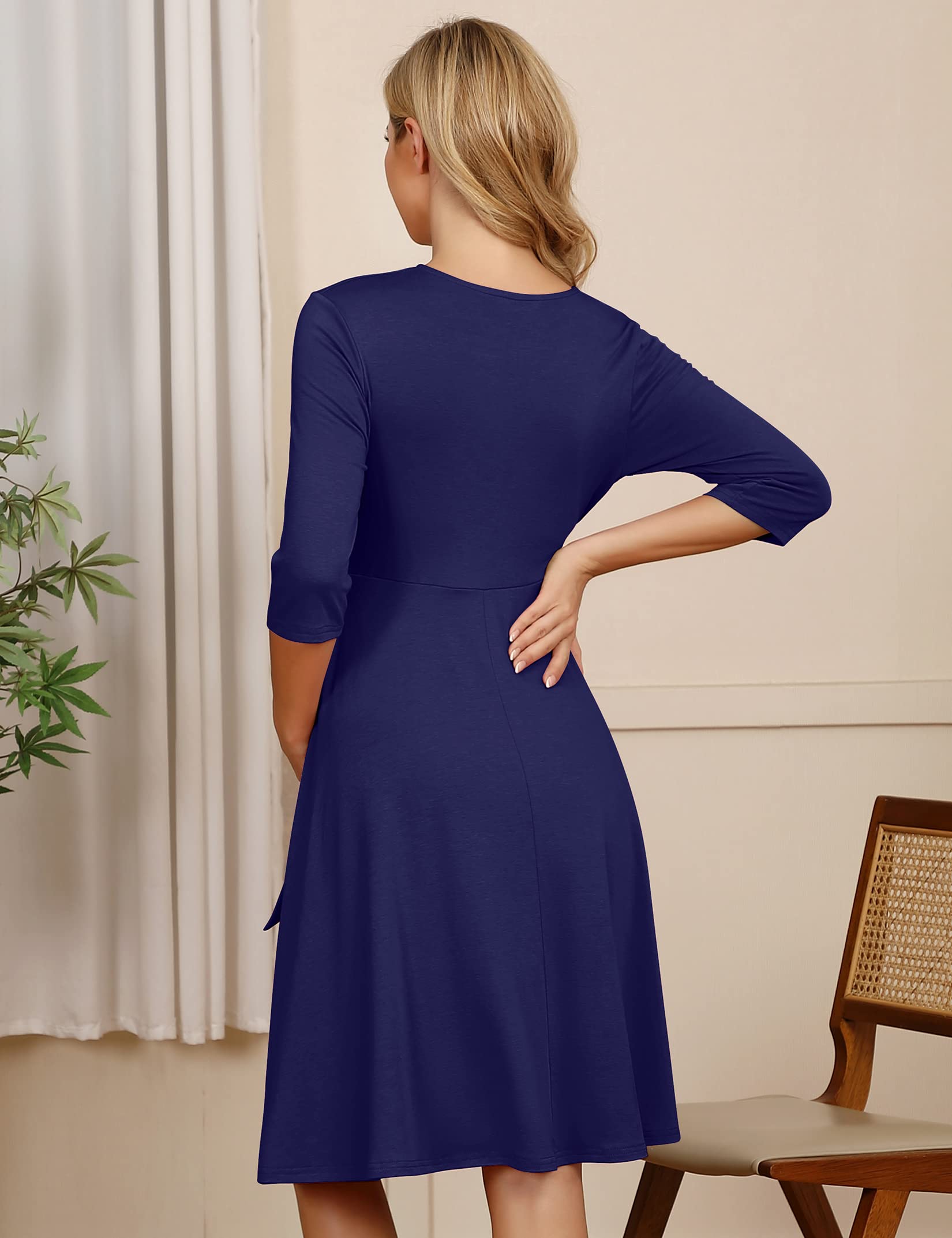 KOJOOIN Vestido de Maternidad para Mujer Delgado con Cuello en V Elegante Vestido de Lactancia Vestidos Premama Verano Casuales para Embarazadas（Embalaje múltiple）