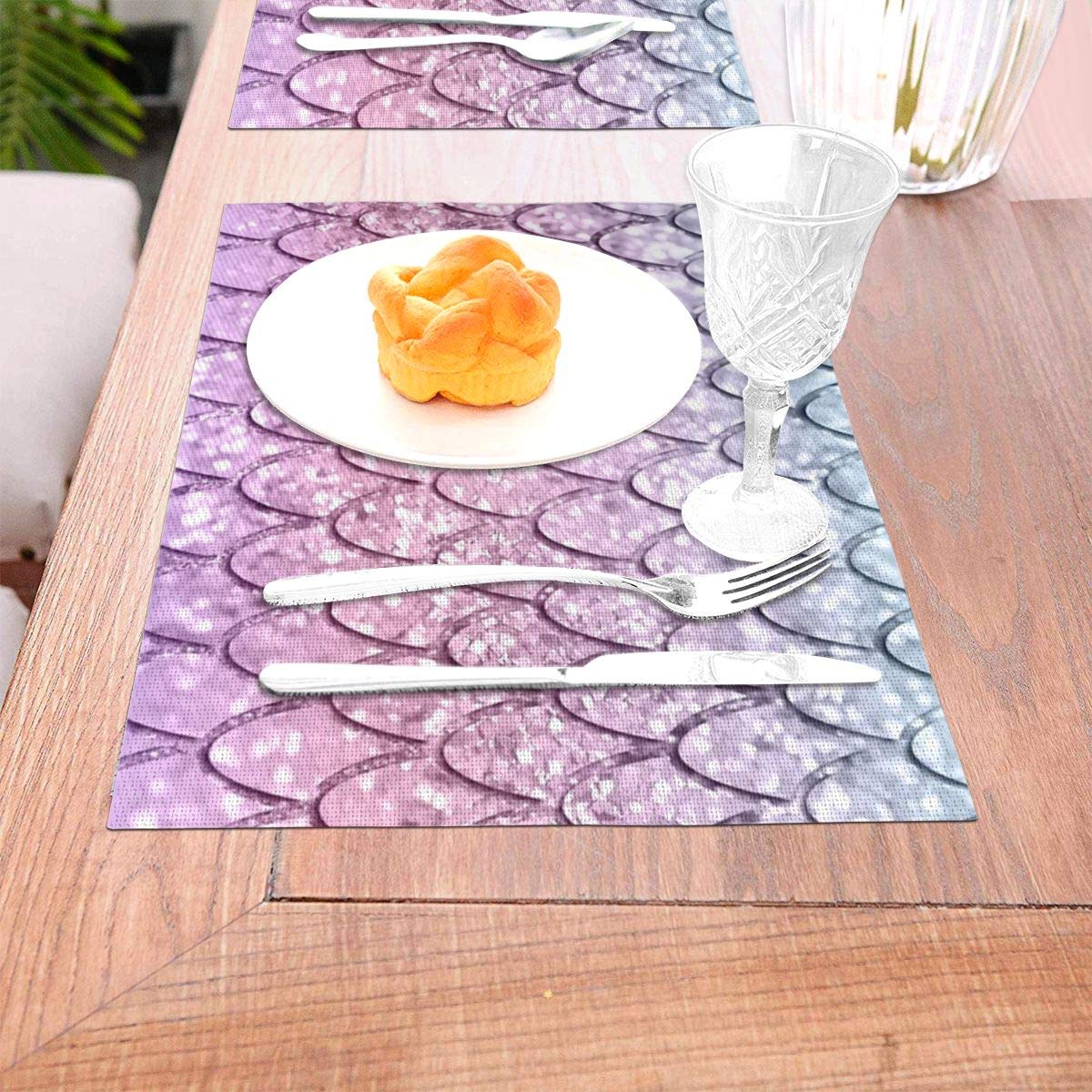 not Mermaid Scales On Unicorn Girls Glitter #4#shiny #pastel #decor #art Woven Placemat6 Piece Set of Placemats Pc Party Kitchen Dining Room Home Table Food Dinnerware Tableware Dishware Dishes Mat