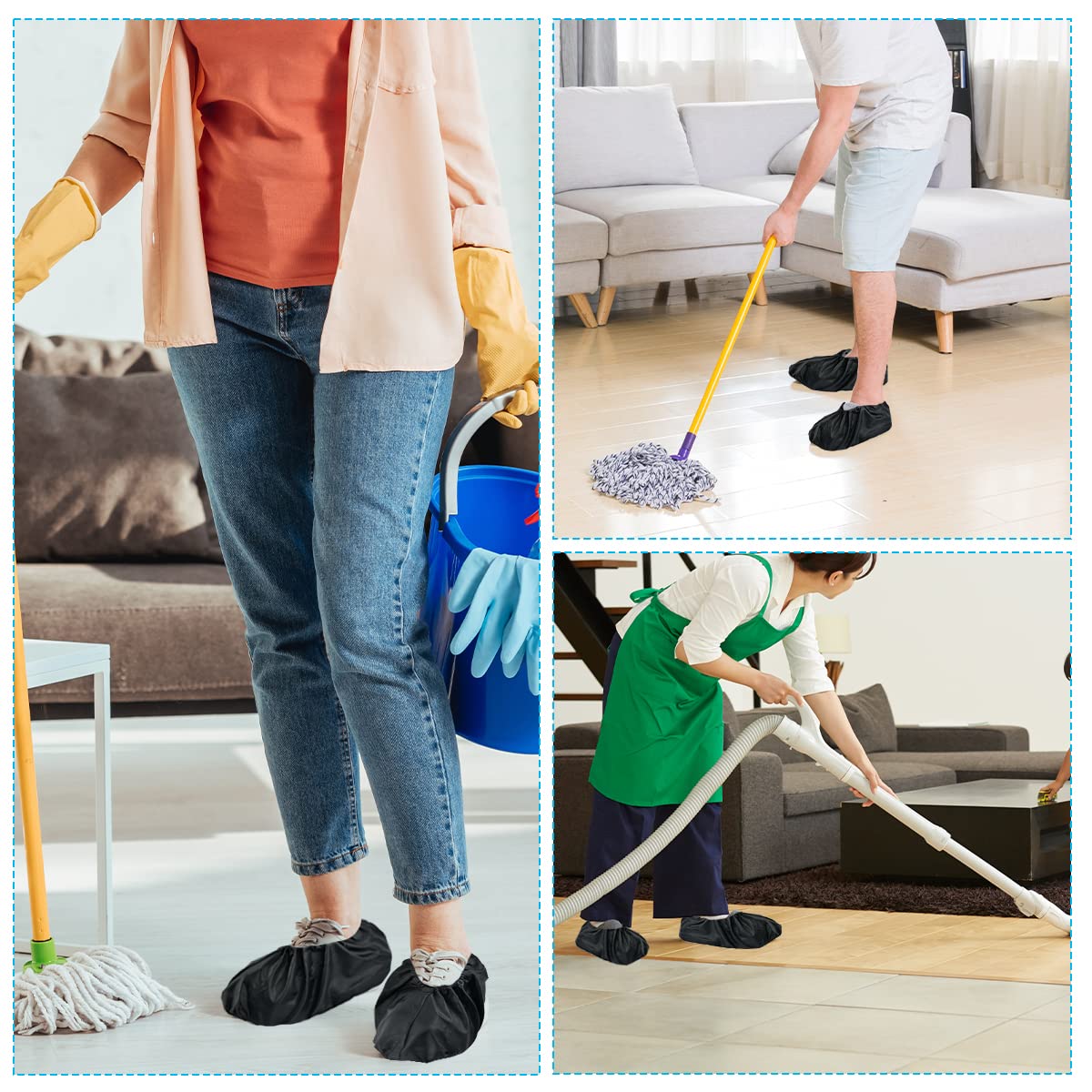 Lot De 4 Paires Housses De Chaussures Antidérapantes Réutilisables - Imperméables Et Lavables - Noir