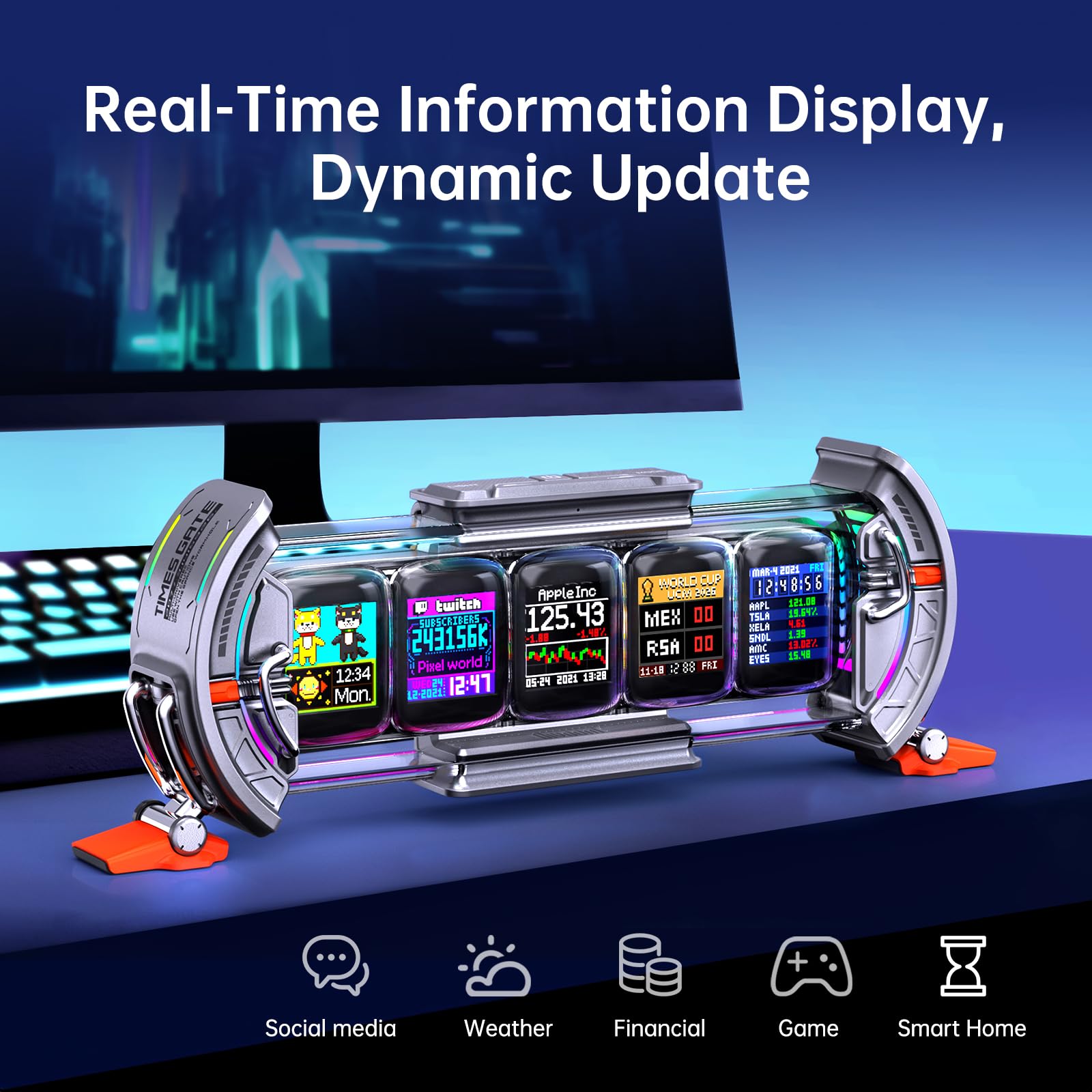 Divoom Times Gate – Relógio digital Cyberpunk com controle de
