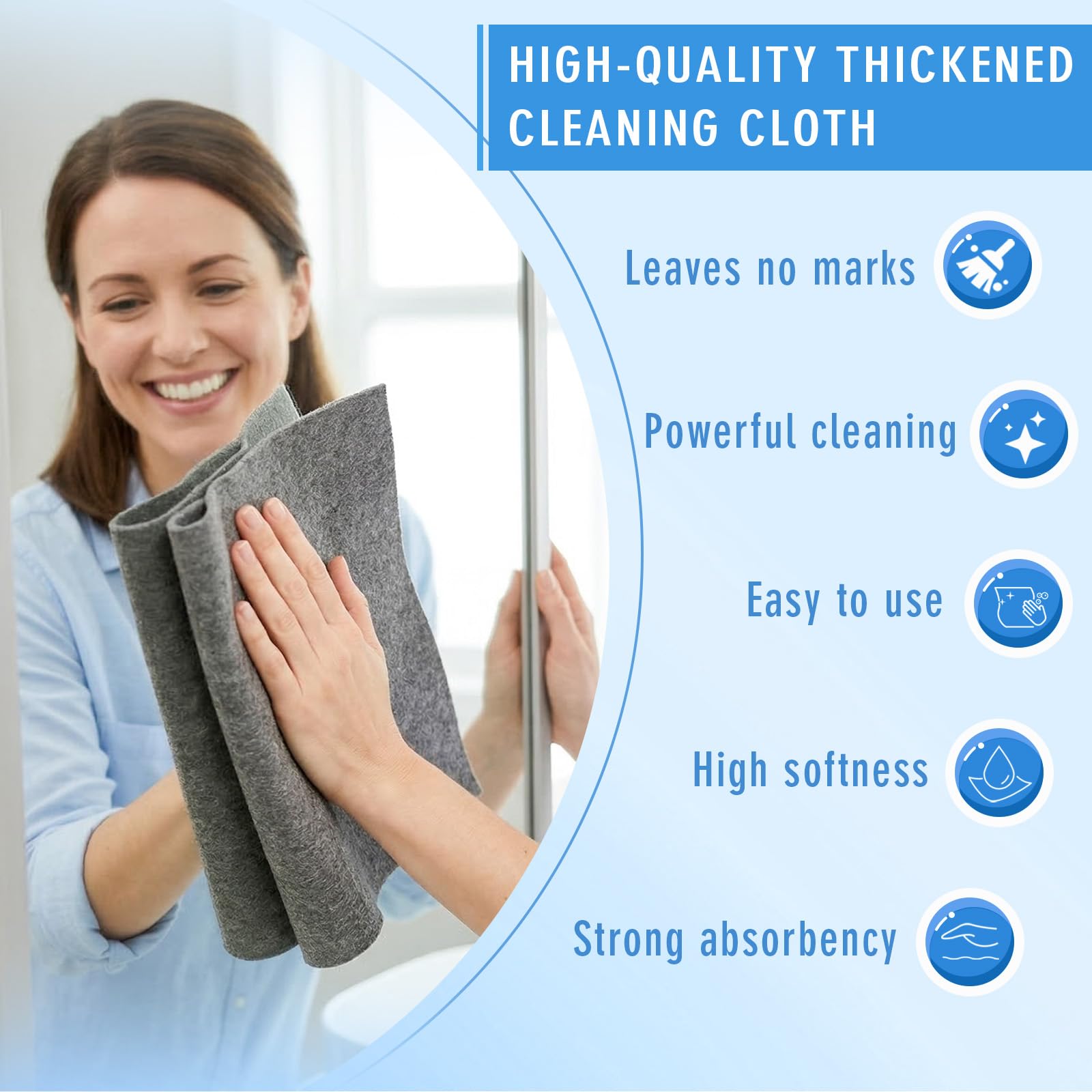 Loiluliy Chiffon Magique Vitre sans Trace, 4 Pièces Magic Chiffon De Nettoyage 30x40cm Réutilisables Chiffon Microfibre pour Les Miroirs De Voiture Vitres Cuisine Salle De Bain - 5