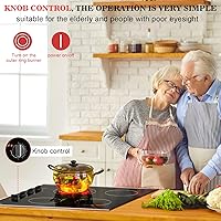 Vista 4 de Karinear Placa eléctrica de 30 pulgadas, 4 quemadores, control de perilla con placa de cerámica integrada, estufa eléctrica radiante de 30 pulgadas