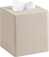 Cretkhp PU Leather Square Tissue Box Cover with Magnetic Closure - Modern Decor Holder for Bathroom, Nightstand, Living Room (Beige)
