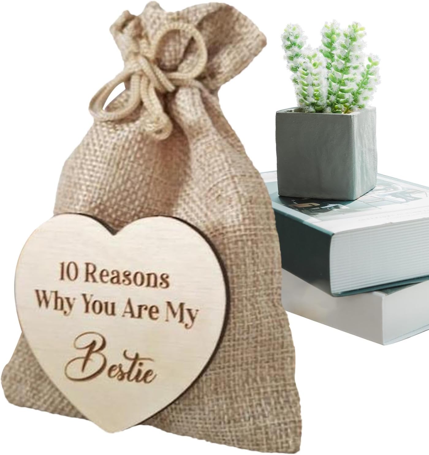 Friend Bag of 10 Motifs | Wooden , Reasons Why You Are My Friend Wooden Hearts for Birthday for Your Friends
