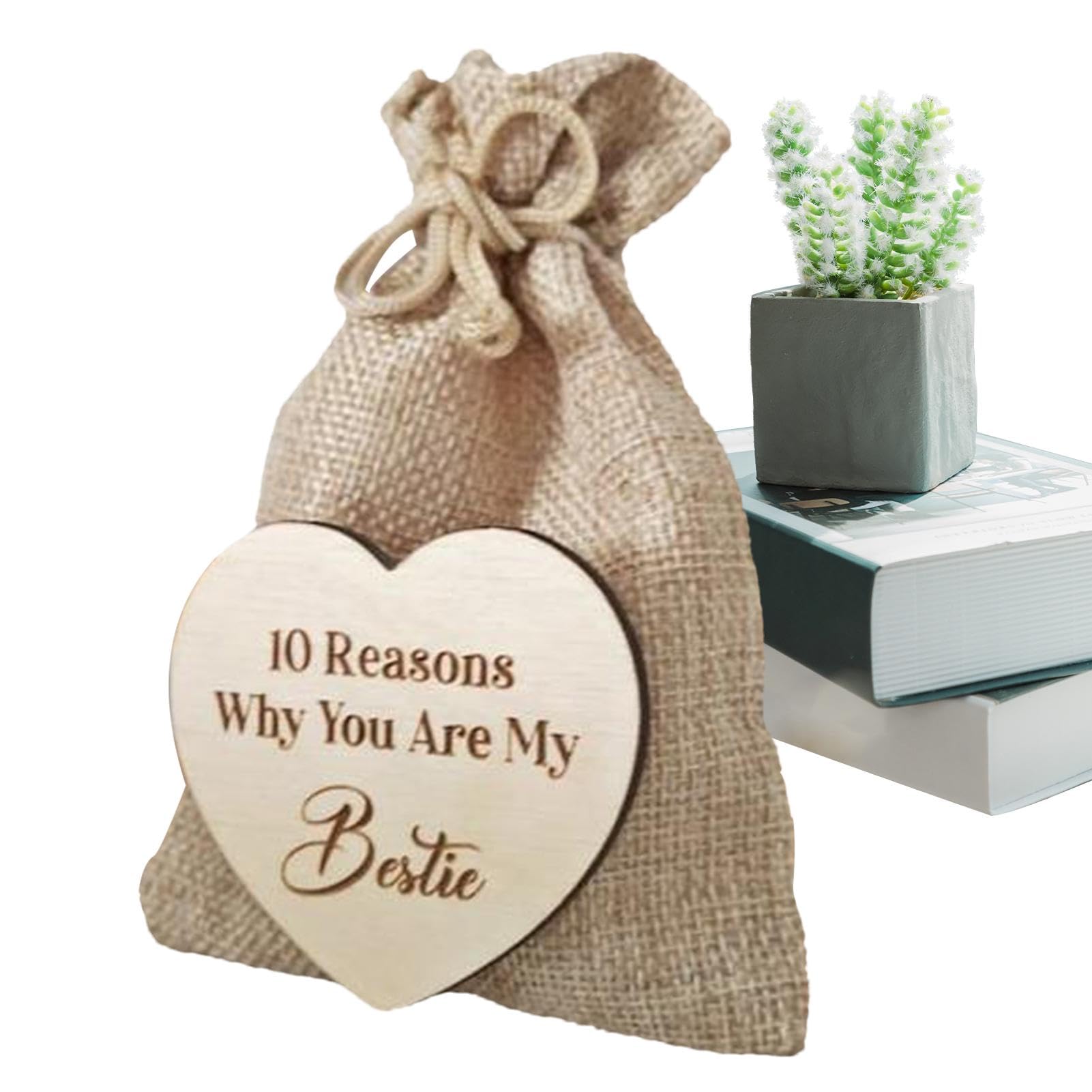 Friend Bag of 10 Motifs | Wooden , Reasons Why You Are My Friend Wooden Hearts for Birthday for Your Friends