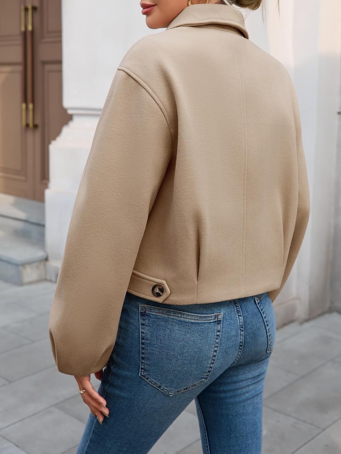 Cicy Bell Womens Cropped Pea Coat Casual Button Down Short Jackets Fall Winter Outerwear - Image 6