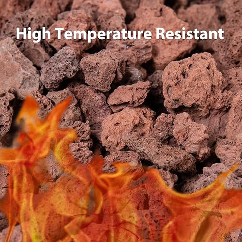 Miniatura 4 de Roca de lava natural de 10 libras para hoguera, piedras de lava volcánica roja para chimeneas, parrillas de gas, paisajismo de jardín al aire libre,