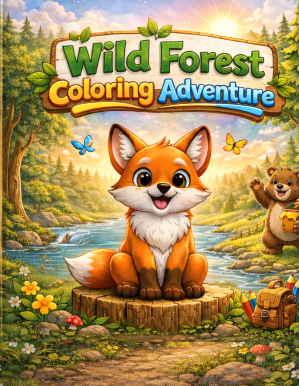 Wild Forest Coloring Adventure: Fun & Relaxing Forest Animals Coloring Book for Kids Ages 4–8