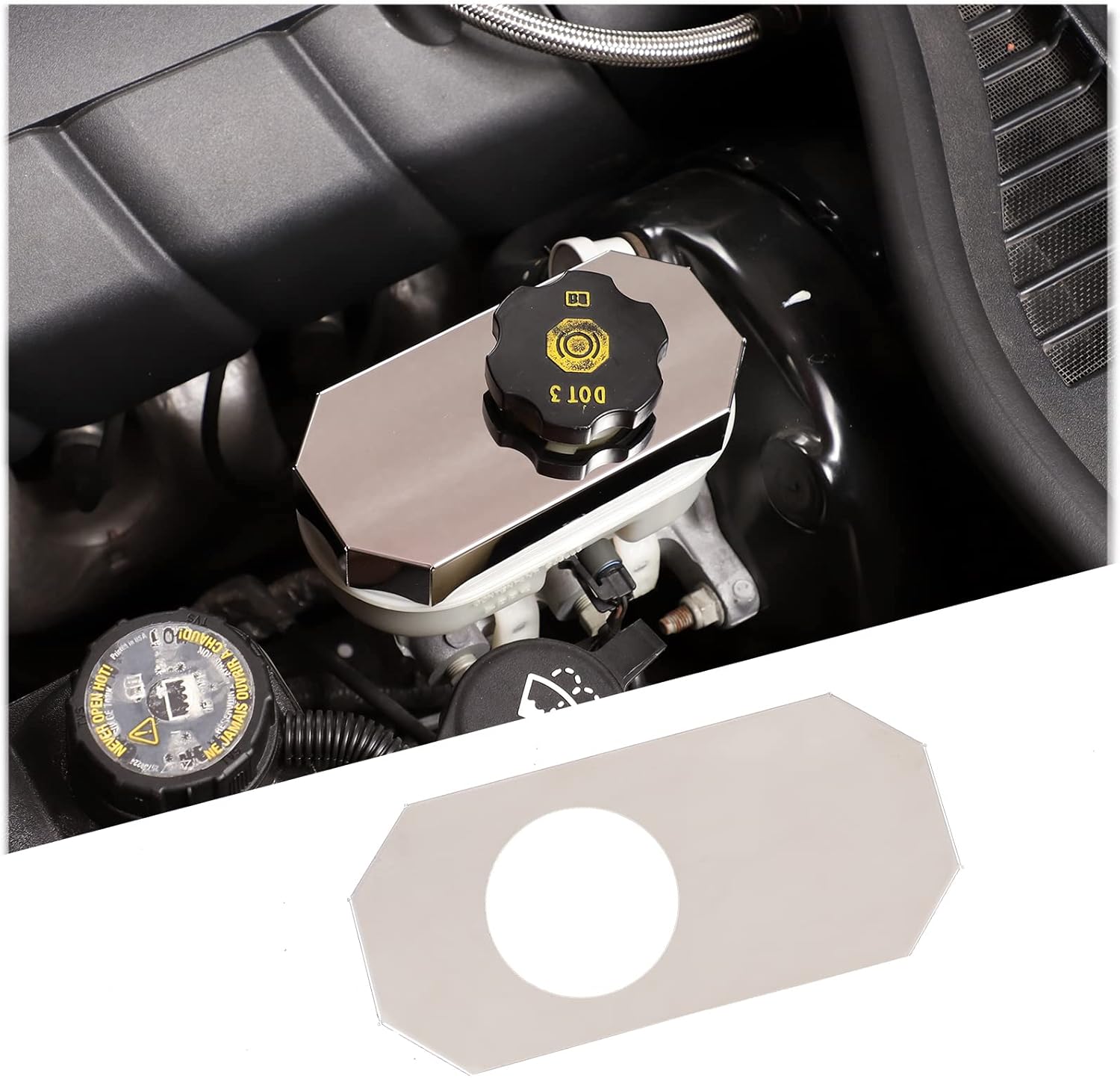 PIUGILH Car Engine Brake Oil Bottle Stopper Decorative Cover Fit for Corvette C6 2005-2013 Accessories, Stainless Steel Engine Brake Oil Bottle Stopper Trim Parts, 1Pcs