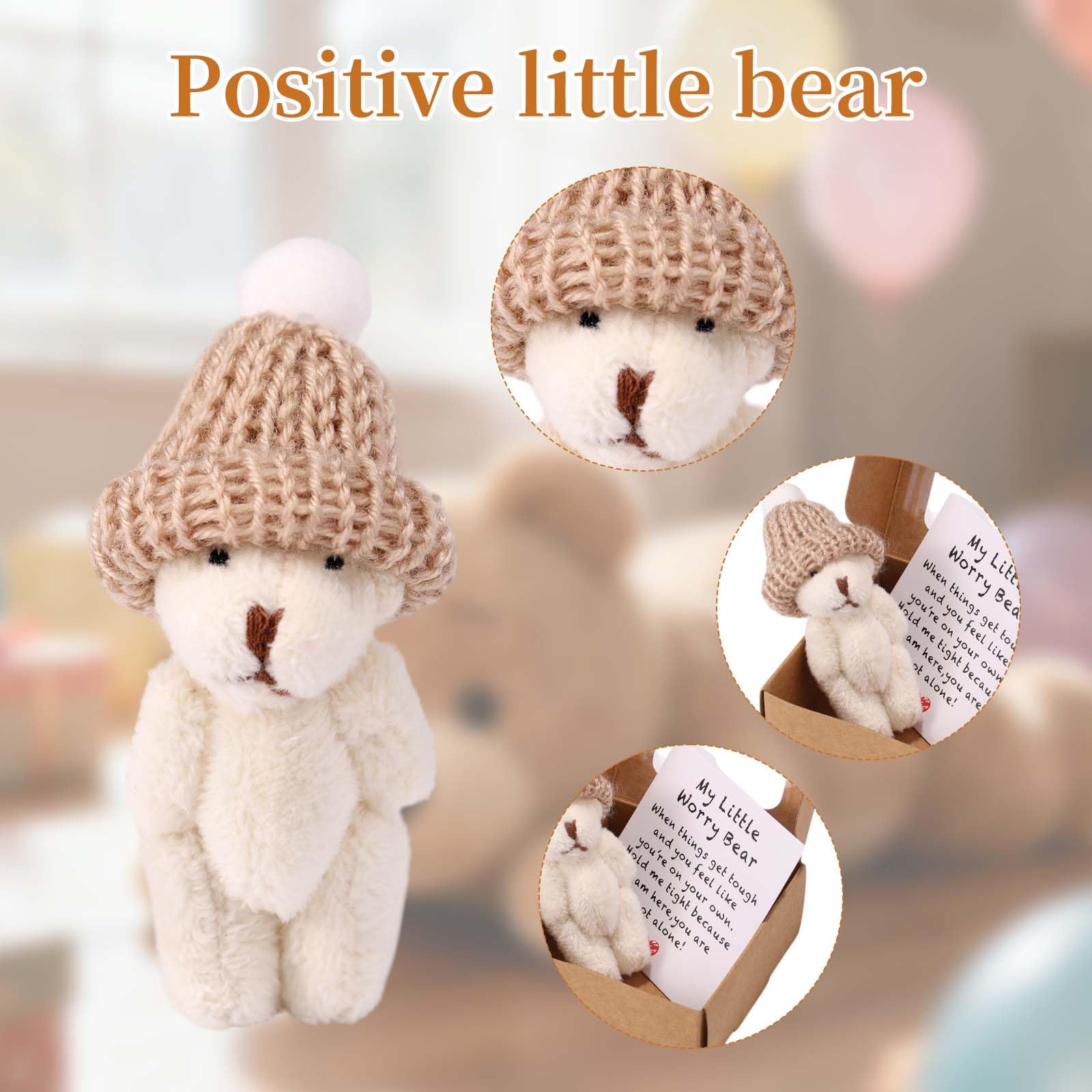 TOYMIS 2 Sets My Little Worry Hug Bear in Box with Inspirational Card - Image 3