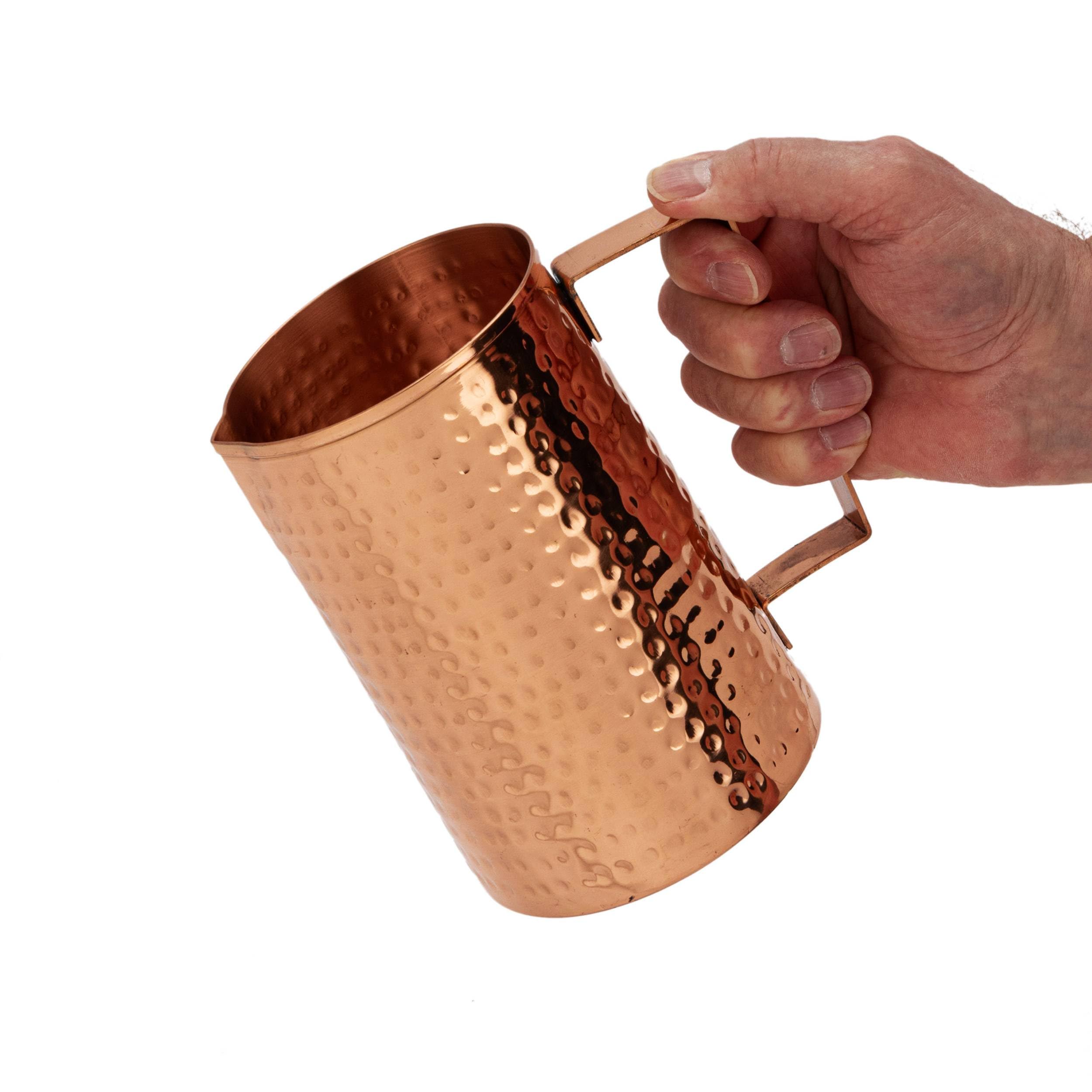 NKlaus Hammered dzbanek miedziany 1500 ml - czysta miedź (100%), ręcznie wykonany dzbanek na wodę, ajurwedyjski dzbanek miedziany 16155