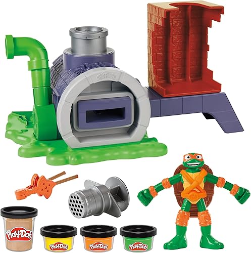 Miniatura 4 de Play-Doh Teenage Mutant Ninja Turtles Slice & Blast - Juego de pizza de 4 pulgadas, figura de acción de Mikey de 4 pulgadas, artes y manualidades