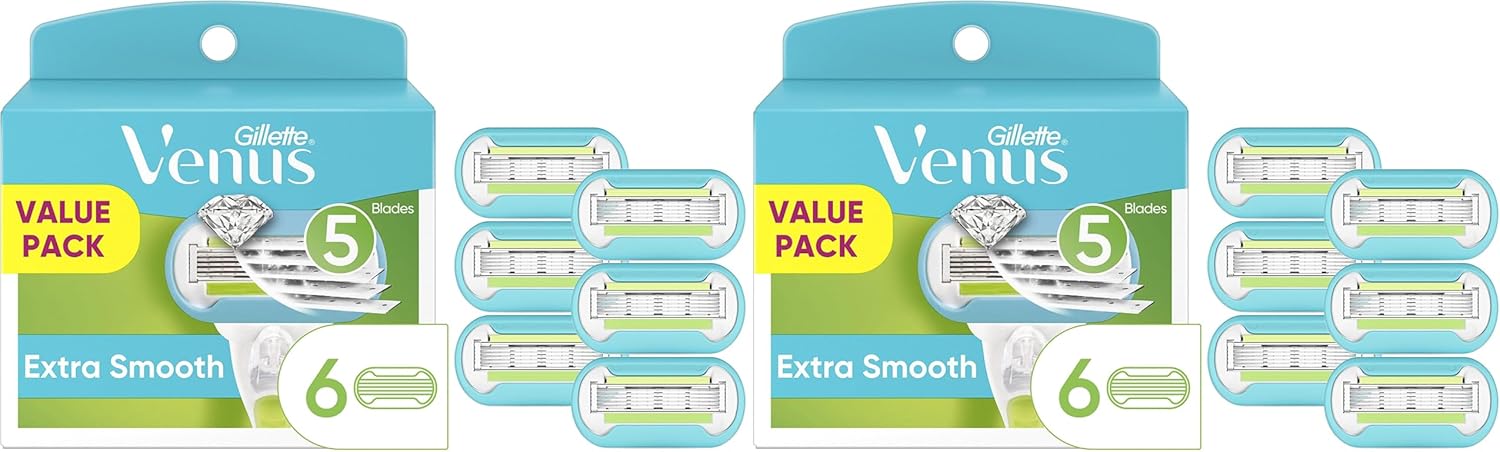 Gillette Venus Extra Smooth Women's Razor Blade - 6 Refills (Pack of 2)