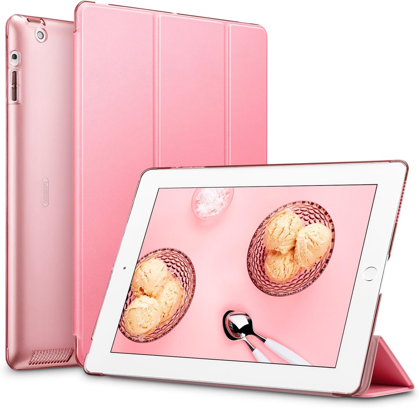iPad 2 3 4 Case, ESR Smart Case Cover [Synthetic Leather] Translucent Frosted Back Magnetic Cover with Auto Sleep/Wake Function [Light Weight] (Sweet Pink)