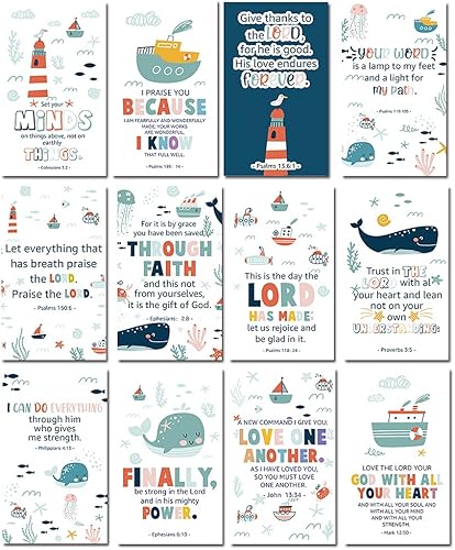 60 mini tarjetas de positividad con versículos bíblicos surtidos perfectos para estudios bíblicos infantiles, devocional diario para niños y regalo