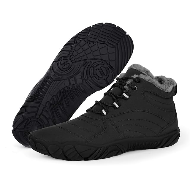 Hike Winter Footwear Barefoot Boots Mens Womens Waterproof Winter Snow Boots Warm Ankle Booties Wide Toe Barefoot Hiking