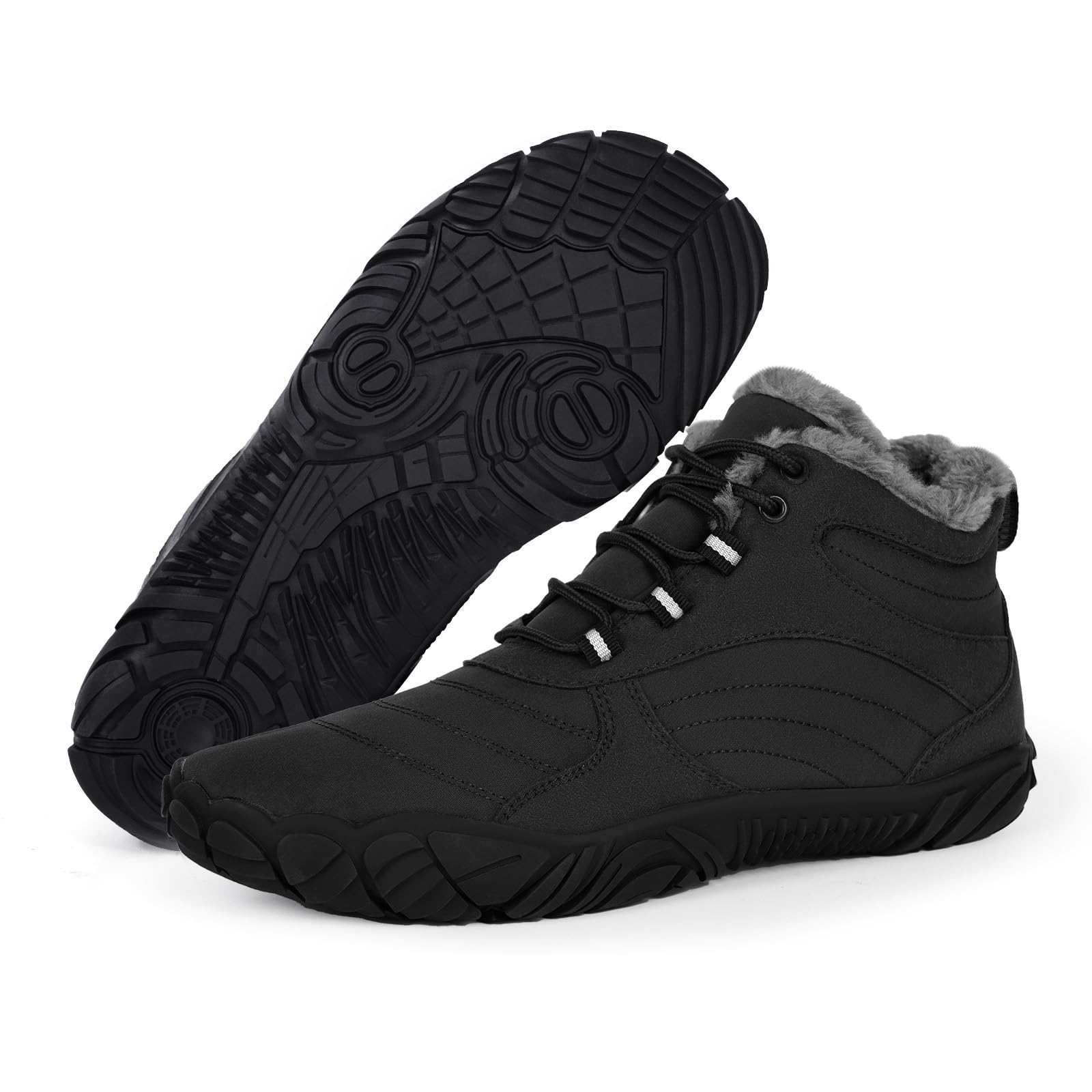 Hike Winter Footwear Barefoot Boots Mens Womens Waterproof Winter Snow Boots Warm Ankle Booties Wide Toe Barefoot Hiking