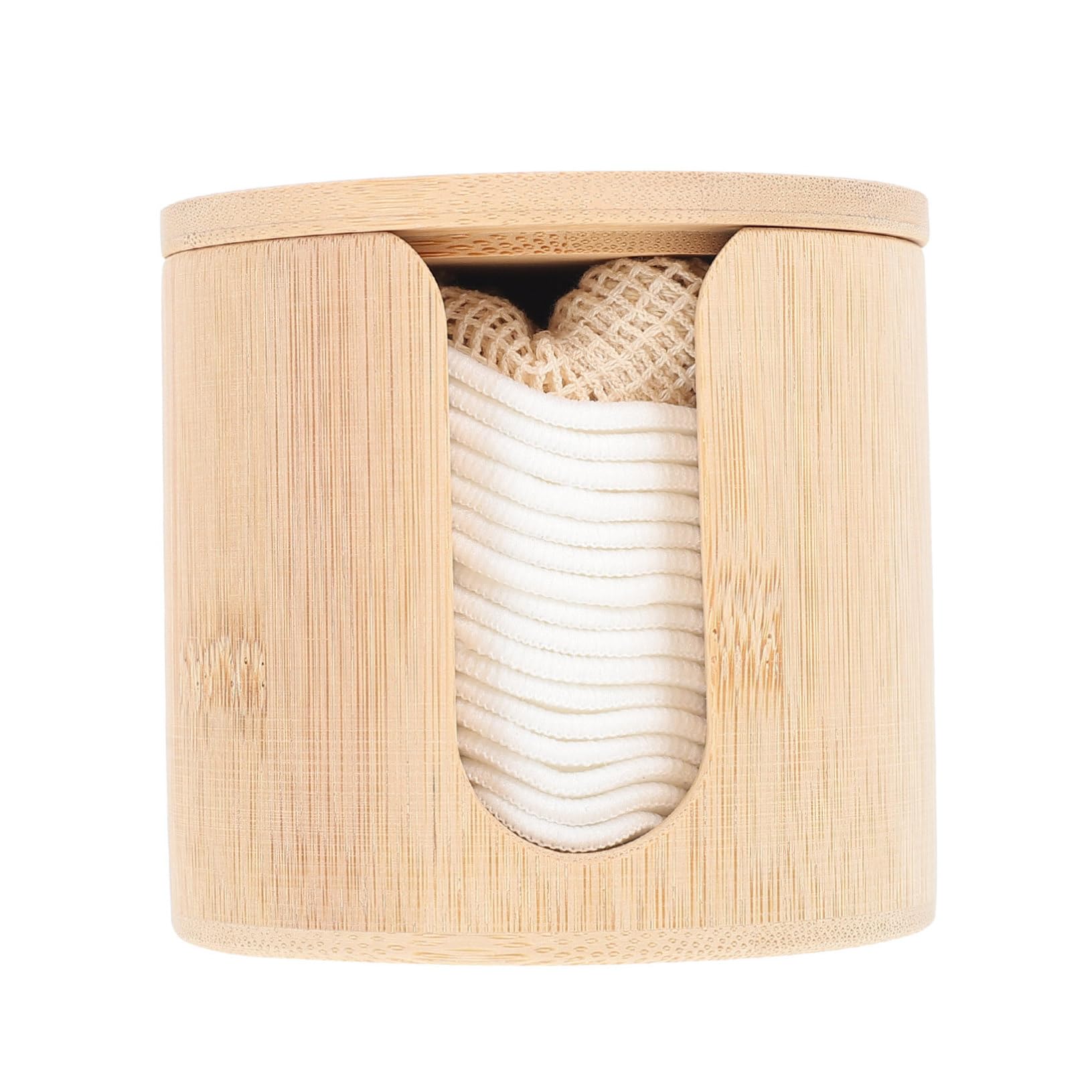 Dischetti Struccanti Riutilizzabili Set in Bamboo per Viso | Tonalità Kaki, Forma Arrotondata, Uso Semplice a Casa o Salone, Presa Naturale e Confortevole del Make-up