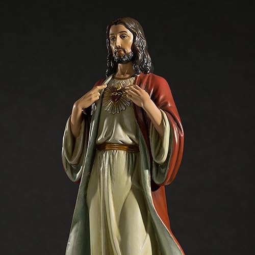 Miniatura 10 de BC BUILDCLASSIC Figura del Sagrado Corazón de Jesús, estatuas de Jesús, regalos católicos, resina de 10 pulgadas H