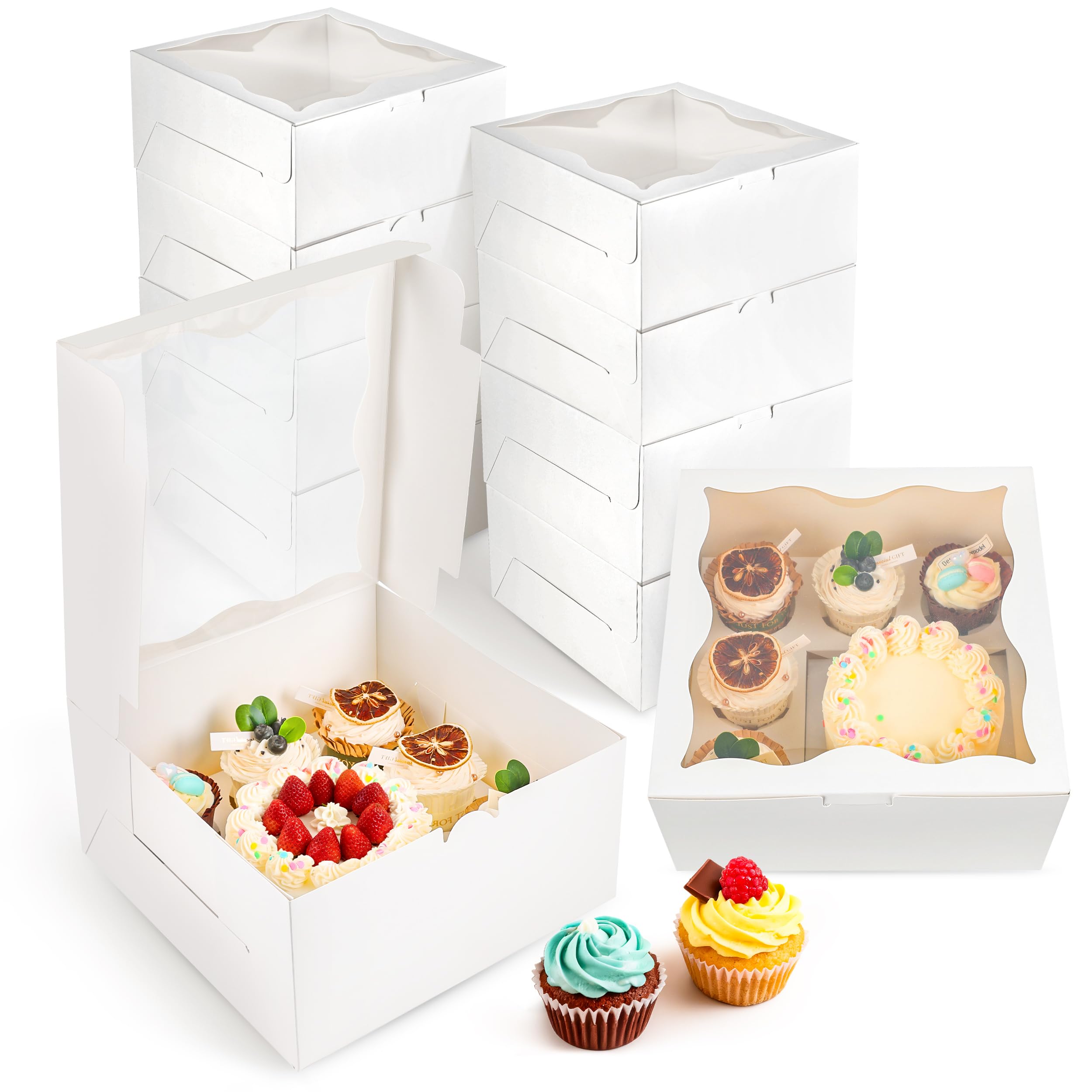 NPLUX Cake Boxes - 4 Pack for Cupcakes & Mini Cakes -1 NPLUX Cake Boxes - 4 Pack for Cupcakes & Mini Cakes -1
