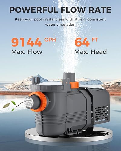 Miniatura 5 de Bomba de piscina de velocidad variable, 1.8HP, 220V-240V, bomba de piscina enterrada, alto flujo 9114 GPH autocebante de bajo consumo bombas de