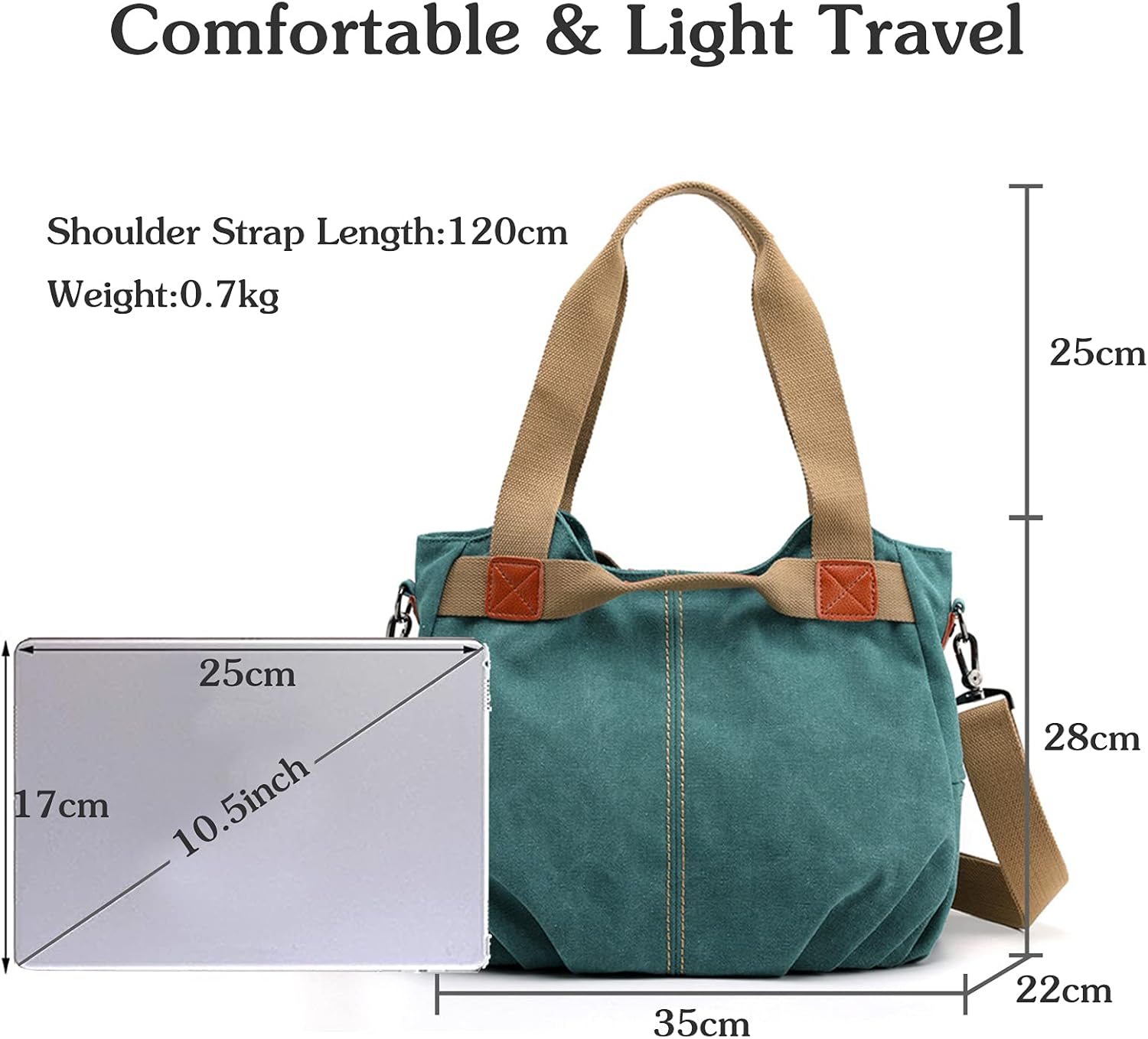 FANDARE Canvas Handbag Women Shoulder Bags Vintage Messenger Crossbody Tote Bag
