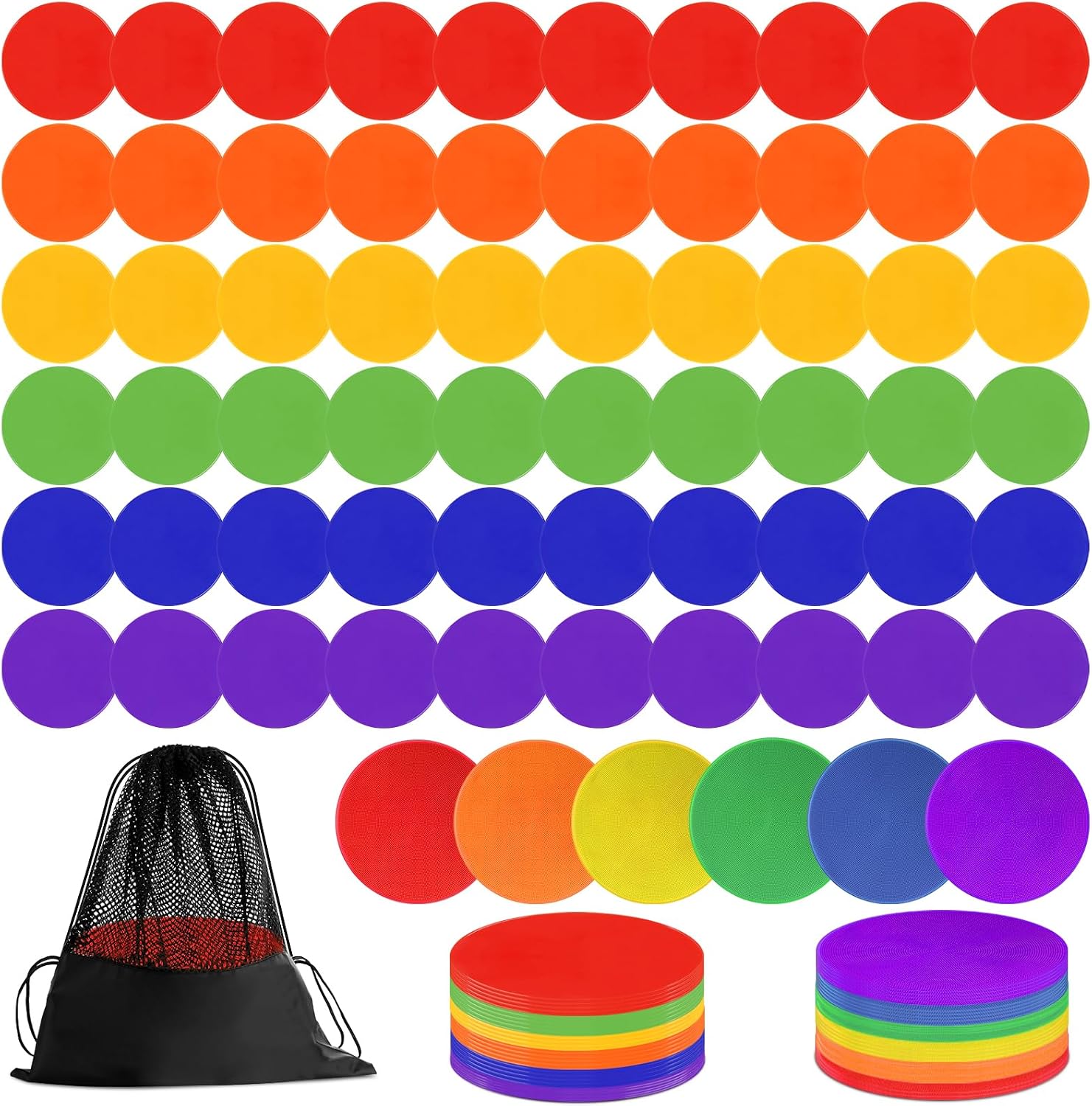 60 Pcs Poly Vinyl Spot Markers Rubber Floor Dots Non Slip Agility Markers