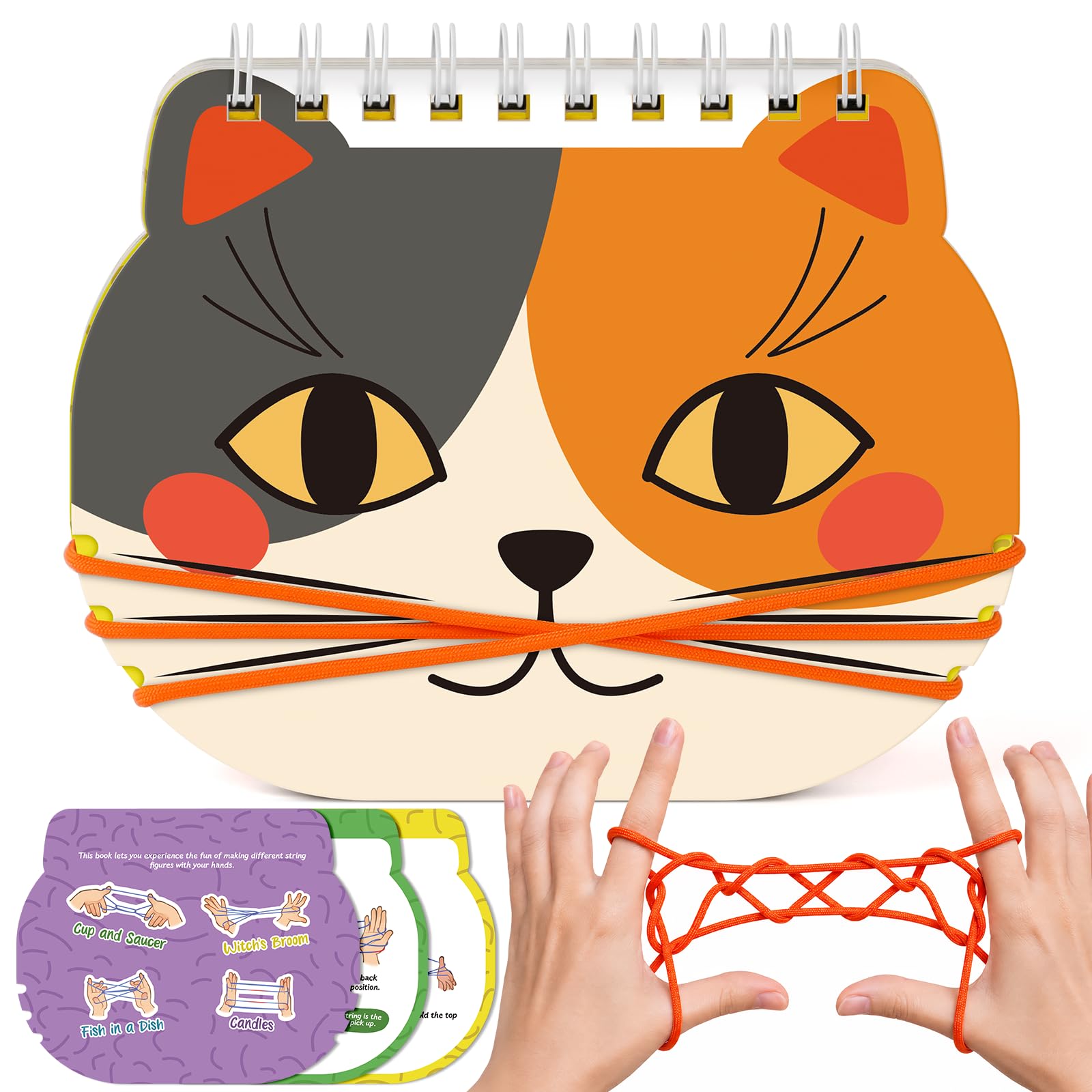 Kasfalci Cradle String Game Kit - Teen Girl Gifts, Birthday Gift for 8 9 10 11 12 Year Old Boys Girls - Road Trip &amp; Travel Toys for Kids Ages 6-12 - Classic Cats Finger String Figures