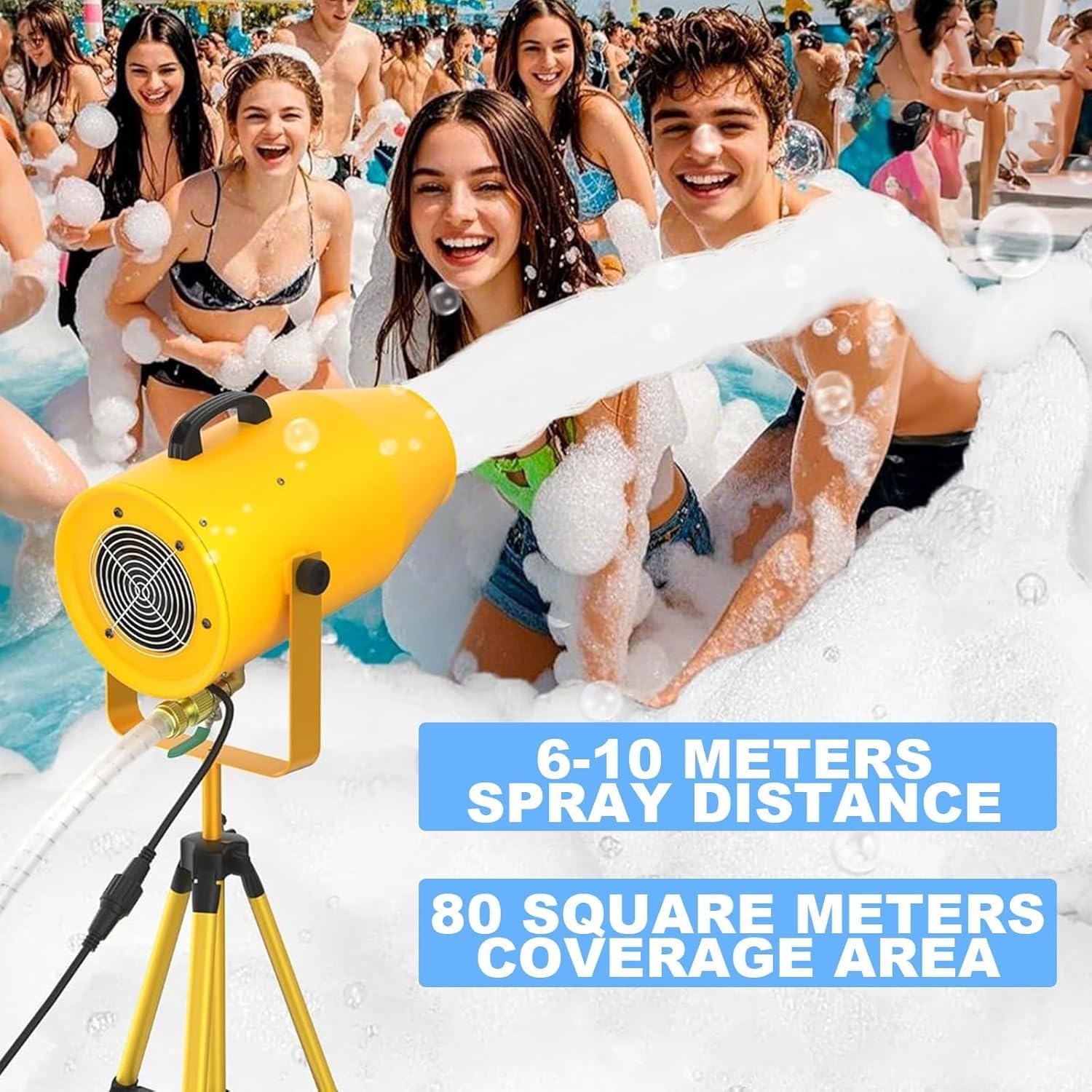 Maszyna do piany na imprezy plenerowe,efekt sceniczny z potrząsaniem głową | Z pompą wodną i statywem, dla atmosfery, zasięg 80 m², zasięg 6-10 m