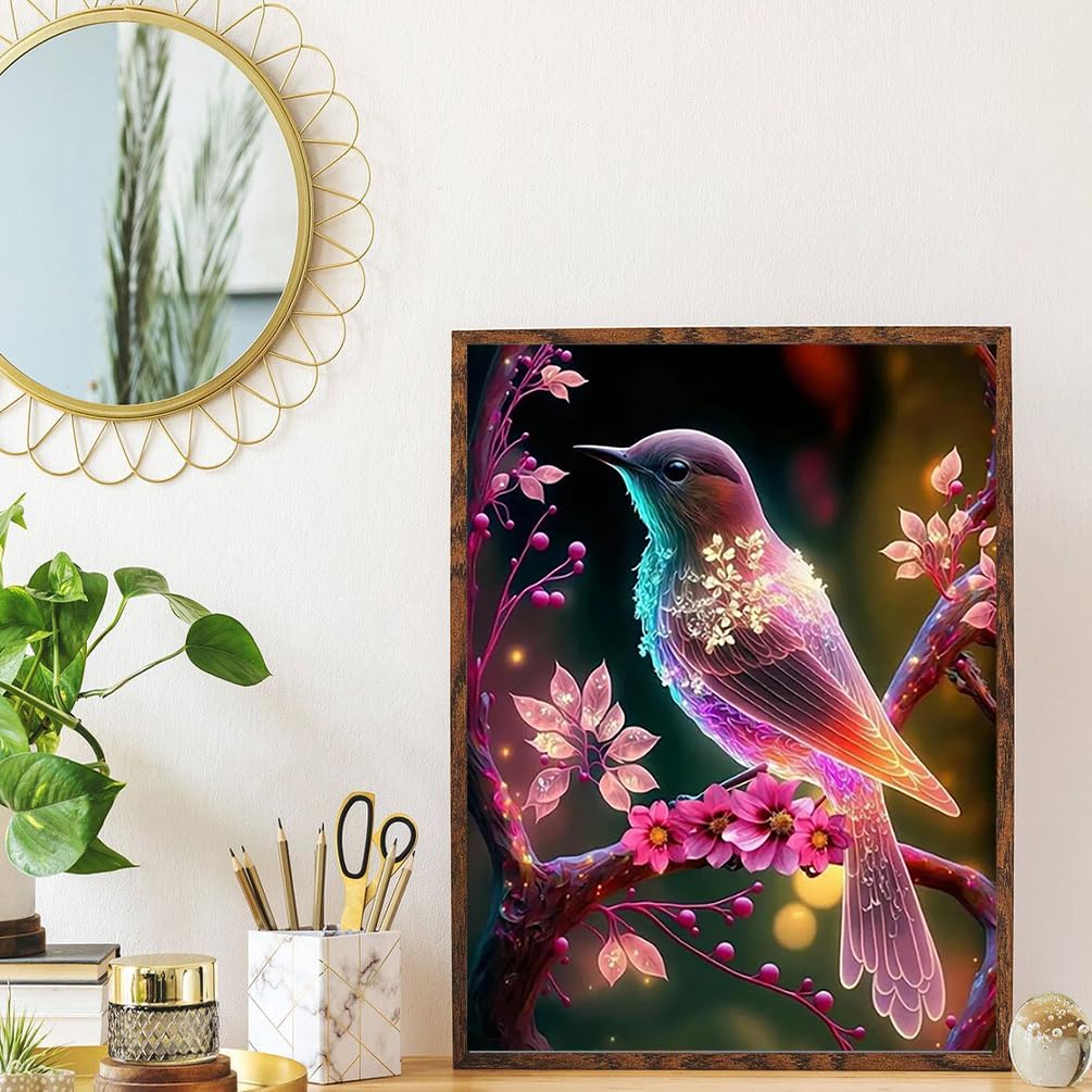 Aeepics Diamant-Kunst-Set - DIY Anhänger Mit Kolibri-Motiv - Inkl. Acrylplatte & Werkzeug