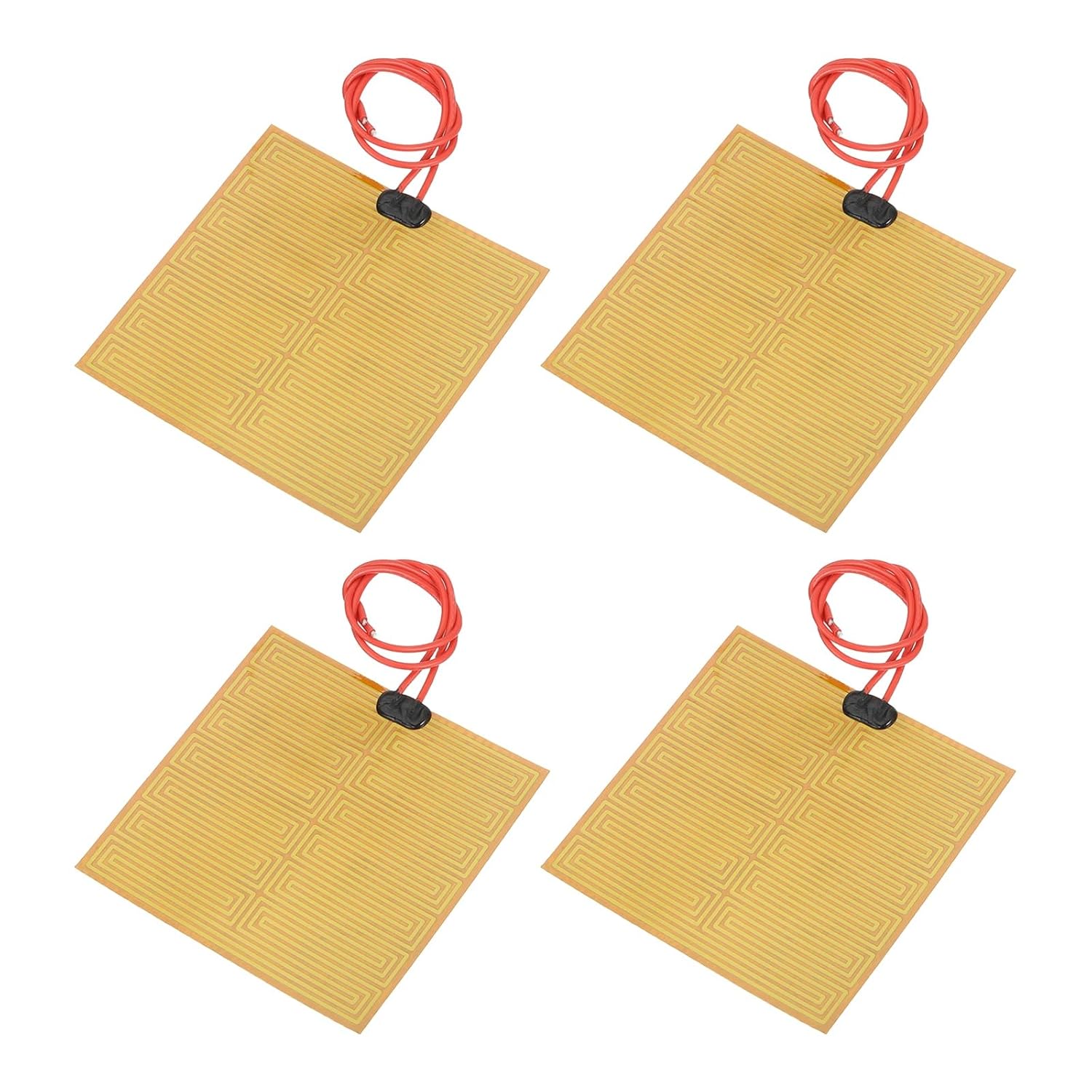 MECCANIXITY 4pcs Heater Film Heating Plate, 100W 24V Polyimide Heat Pad Adhesive PI Heater Elements Film 100mmx100mm Heater Strip for Constant Temperature