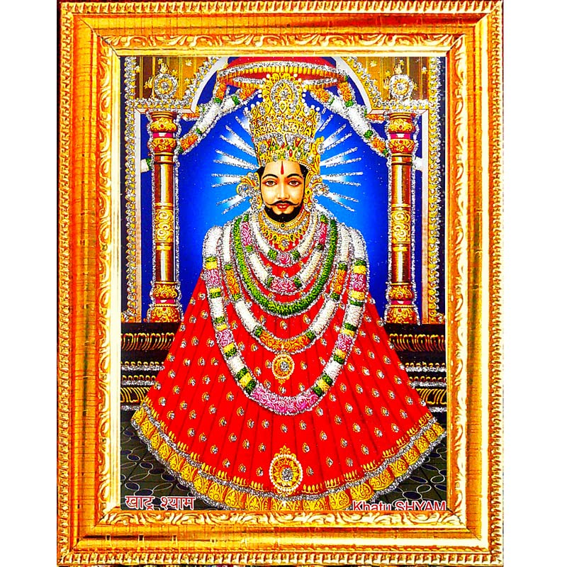 Shree KHATU Shyam Baba Handcraft Idol of Baba Shyam Best Item for Puja and Car Dashboard, Medium, Office, Temple Mandir Frame(20 x 15cm)