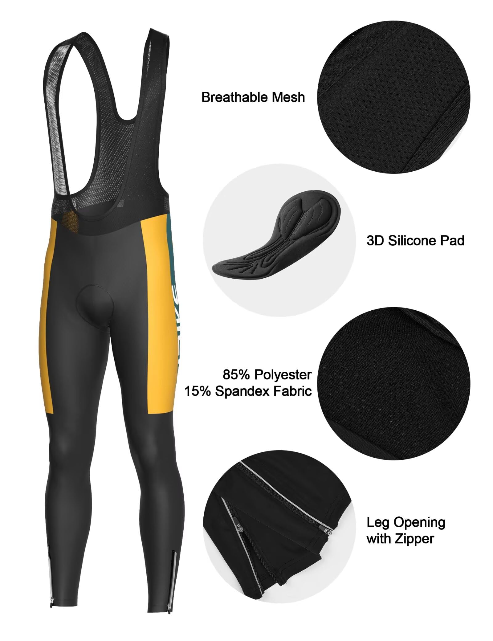 INBIKE Set di abbigliamento da ciclismo da uomo, maglia a maniche lunghe con 3 tasche posteriori, pantaloni da ciclismo imbottiti 3D traspiranti