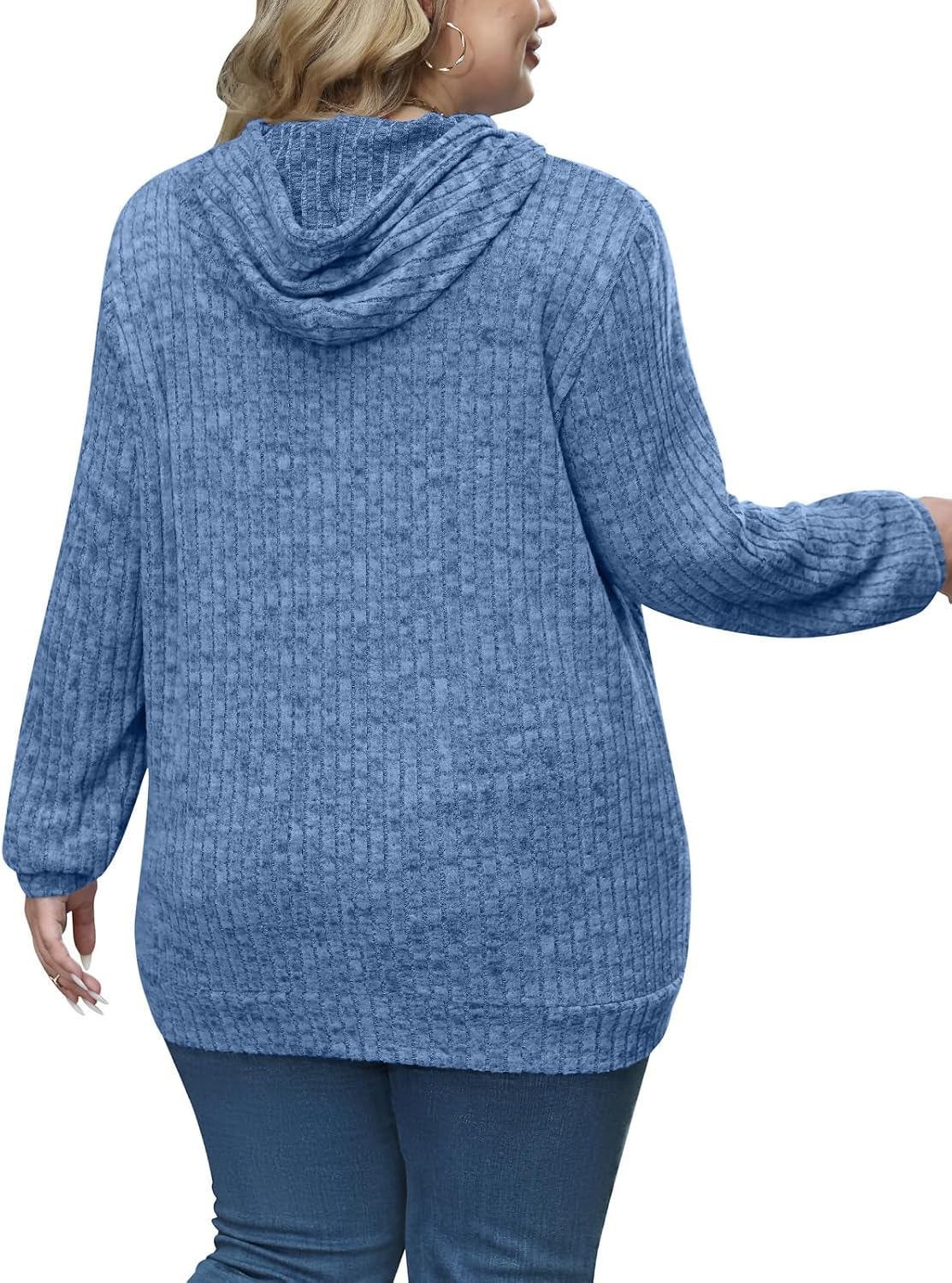 Womens Plus Size Lightweight Hoodie Sweaters Long Sleeve Fall Tops L-4XL image 5
