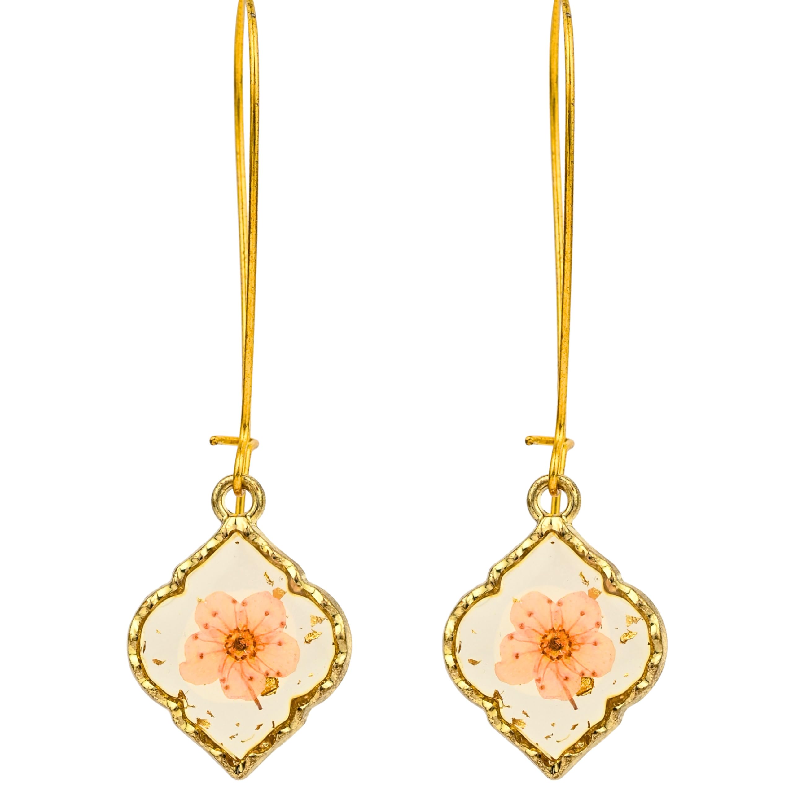 Fashionable Tinsel Trinket Pink Earrings | Preserved Real Flower Earrings for Women | Premium Floral Resin Statement Jewelry | Made of Real Flowers | Elegant Gift-image-10