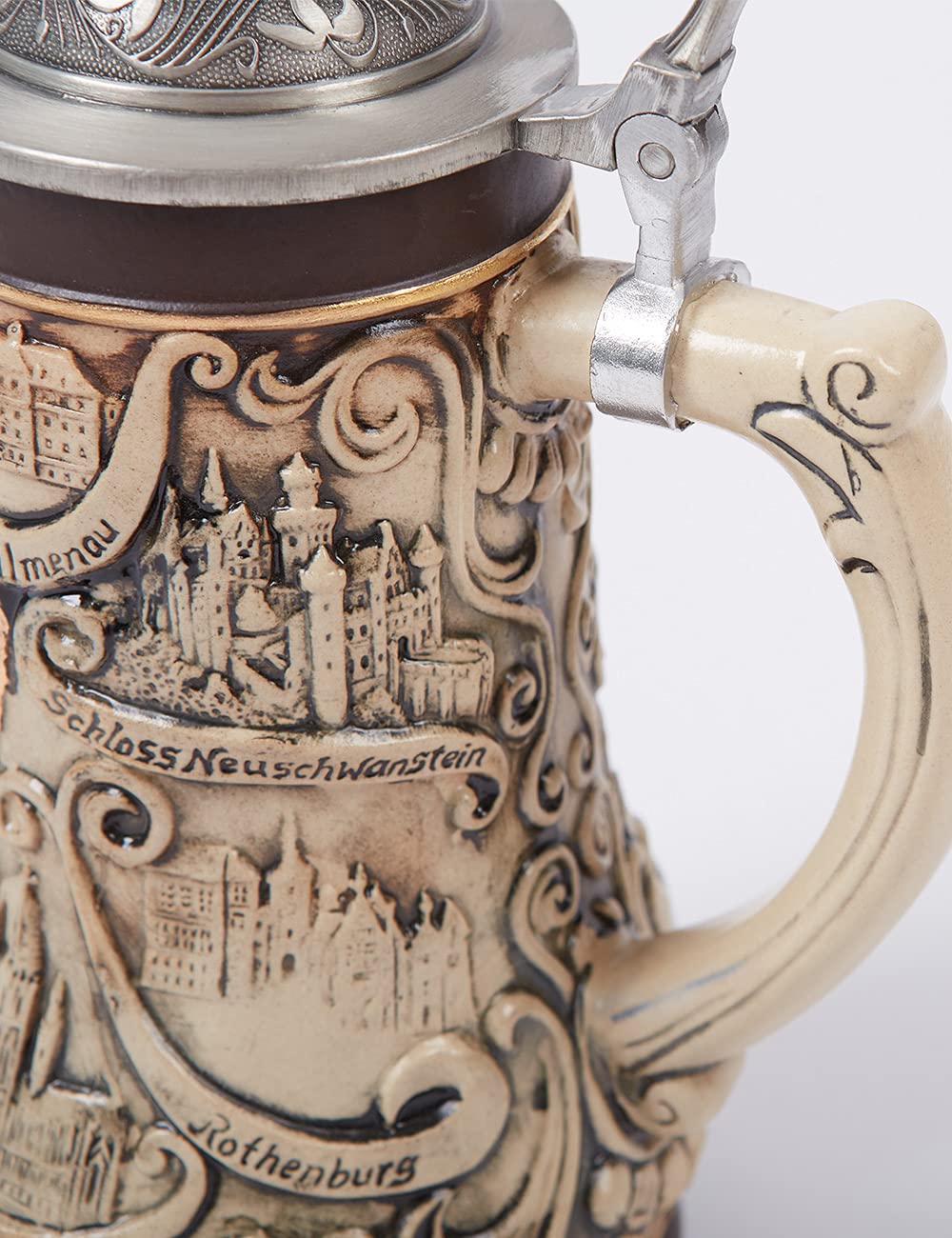 Jarra de Cerveza Alemana Oktoberfest Baviera Frankfurt Vikinga Tapa de Estaño para Hombre Padre Amante de la Cerveza 1.0L