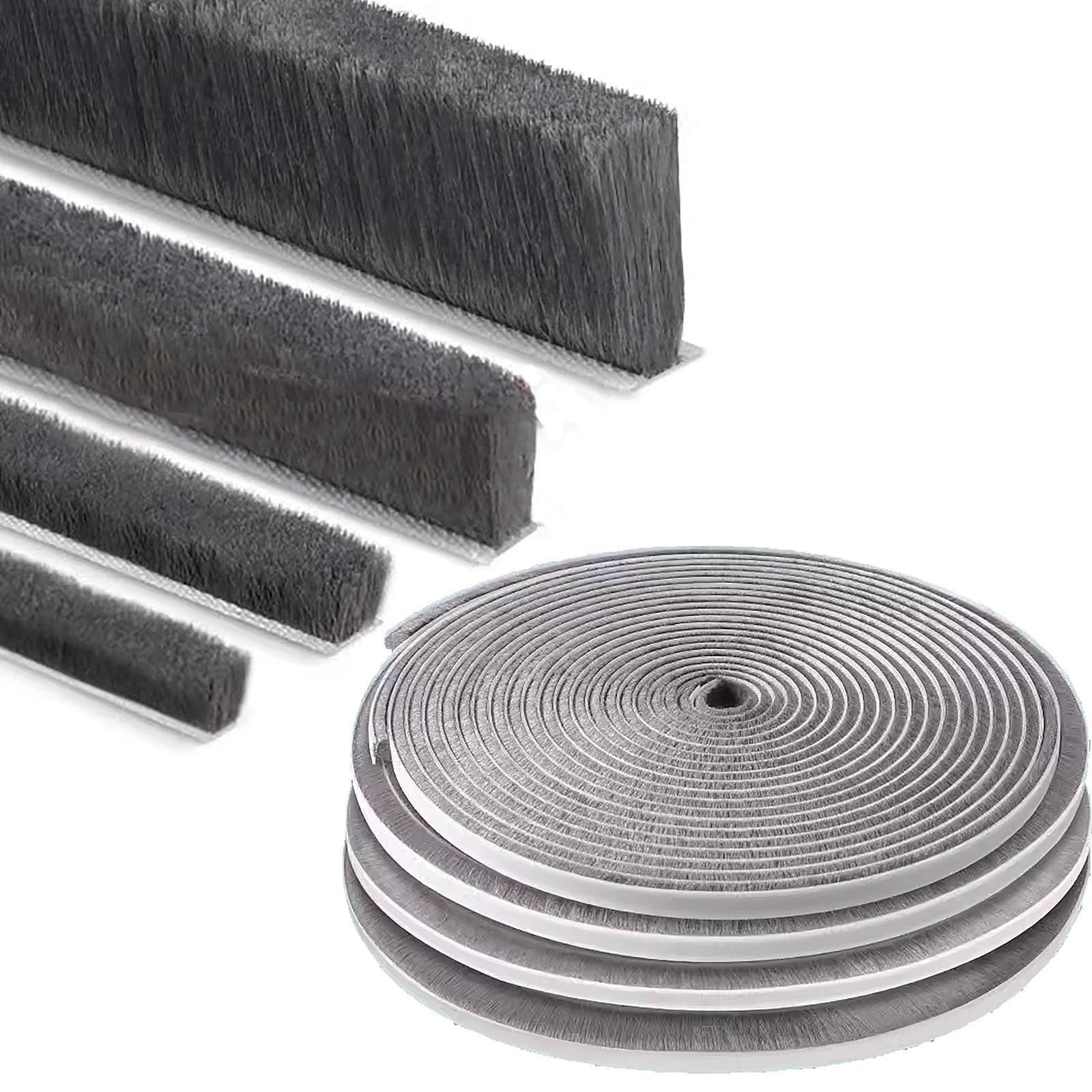 ZOMPAGO 10M Grau Bürstendichtung selbstklebende, 23mm(D) x9mm(B), Winddicht Staubdicht Dichtungsbürste für Fenster, Schiebetür, Rolladen, Schrank, Türdichtung für Insektenschutz