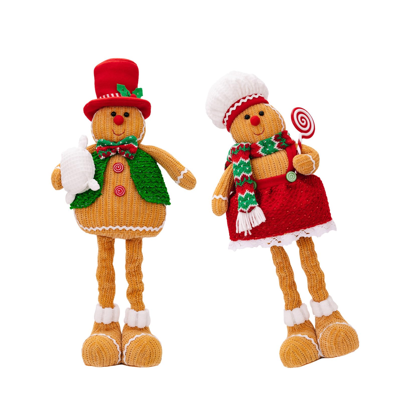 Xinsheinelry Of 2 Christmas Gingerbreads Plush Dolls Elegant Gnomes Decoration Scalable Plush Dolls Ornament Ornament