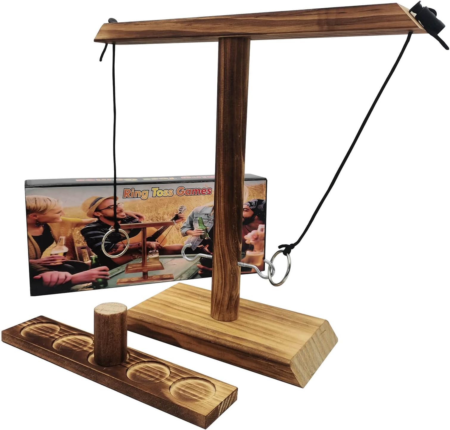XBHH Ring toss Game for Kids and Adults, Large Base Hook and Ring Game, Family-Friendly Indoor Holiday Fun or Outdoor Patio Games, Gifts for Men