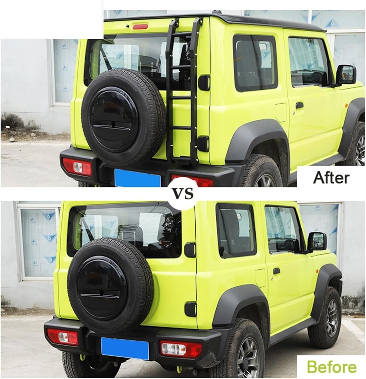Exterior Tailgate Ladder Rear Door Tailgate Ladder Protective Frames Compatible with Suzuki Jimny 2019 Up(Black B)