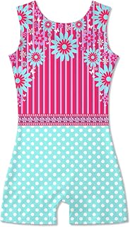 Funnycokid Gymnastics Leotards for Girls with Shorts Dance Unitard 3-10Y