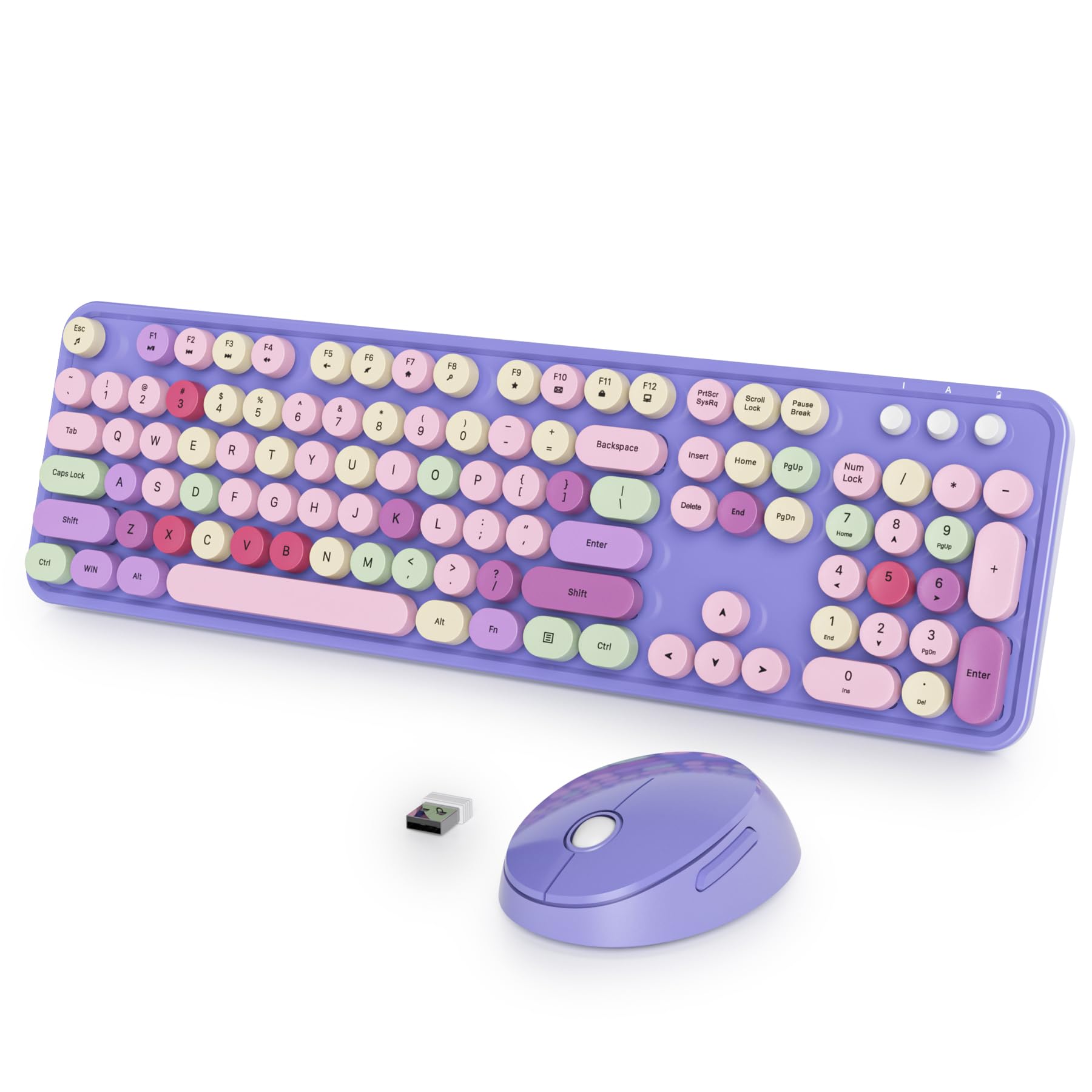 Teclado morado inalámbrico de tamaño completo con teclado numérico para tu día a día 8