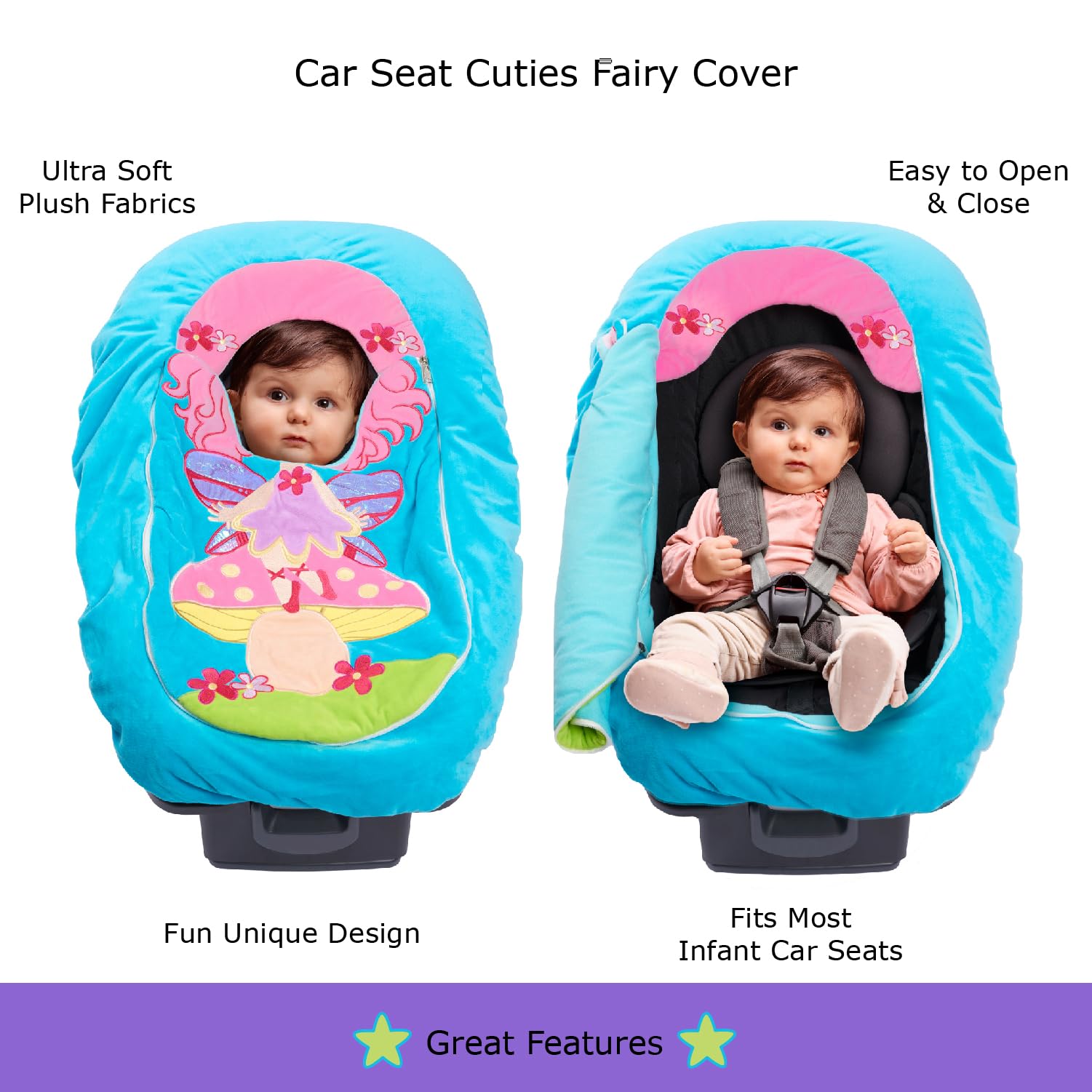 Coprisedile per auto, elastico, universale, per neonati e ragazze, morbida e calda, stile coperta per seggiolino auto, costume per neonati (fata)