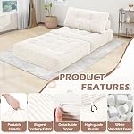 Folding Sofa Bed, Convertible Sleeper Chair with Handle& Back Support Foldable Floor Sofa Comfy Chair Bed, Boneless Couch for Living Room Bedroom Apartment,Beige,Twin